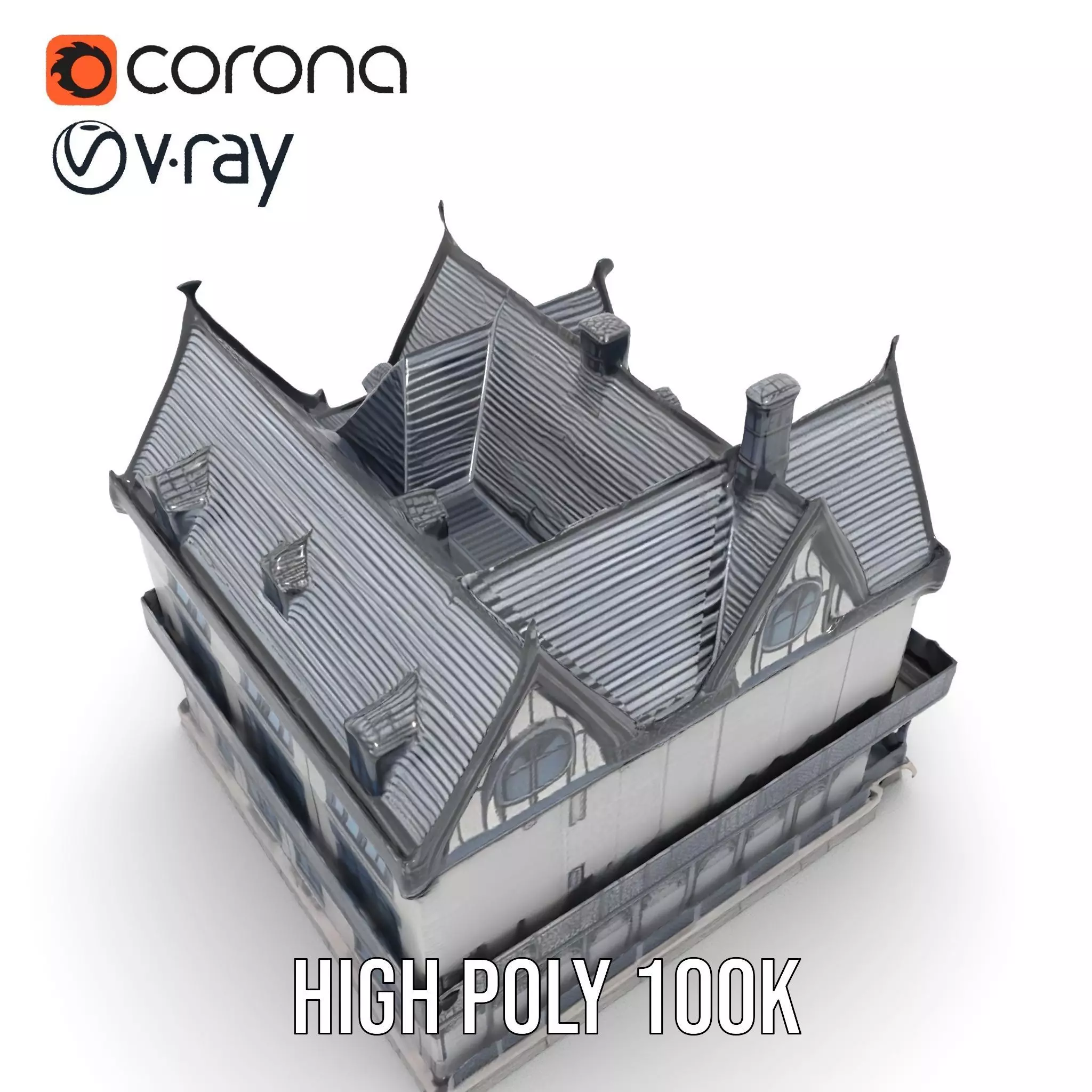 Gothic Mansion model pack Low-poly 3D model_16
