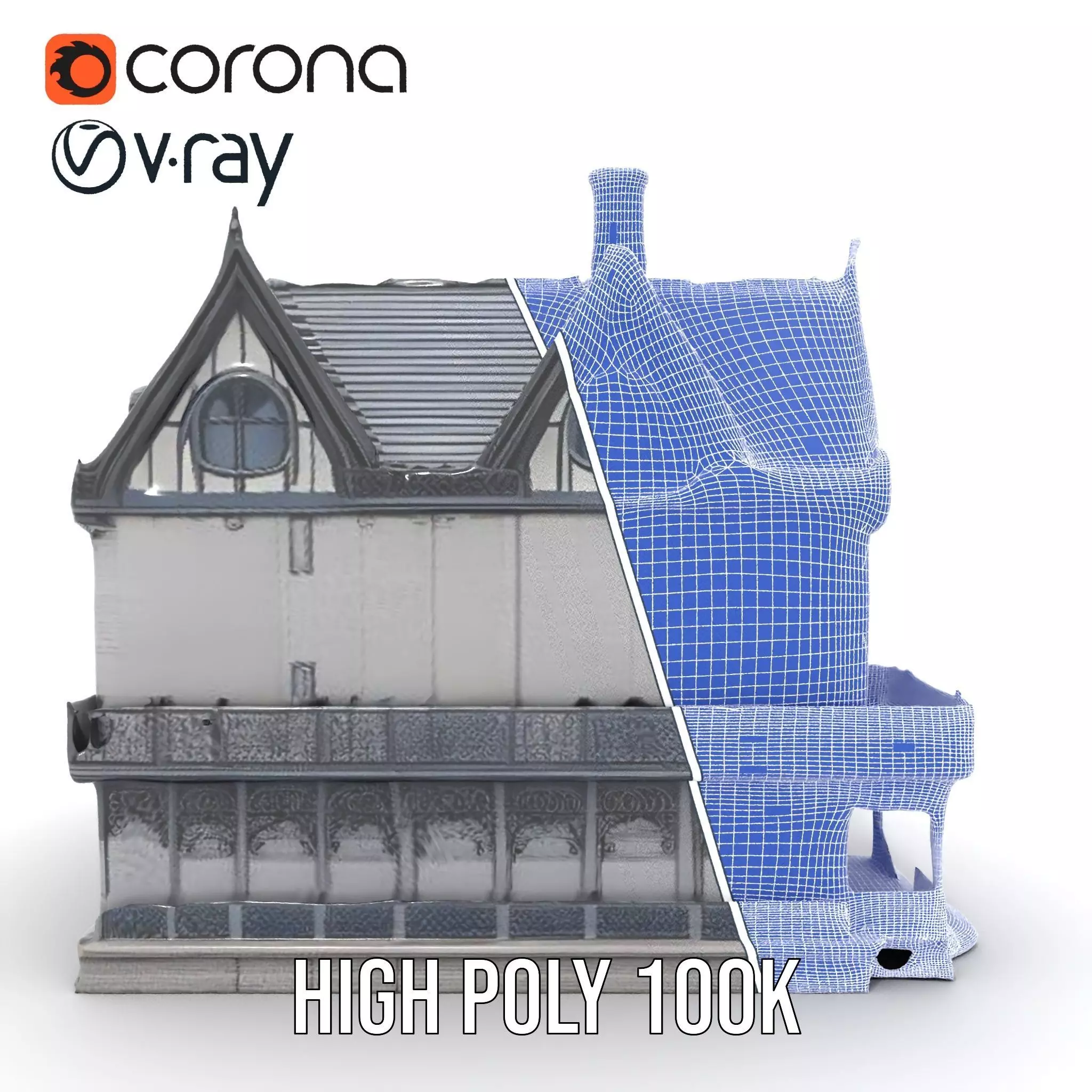 Gothic Mansion model pack Low-poly 3D model_35