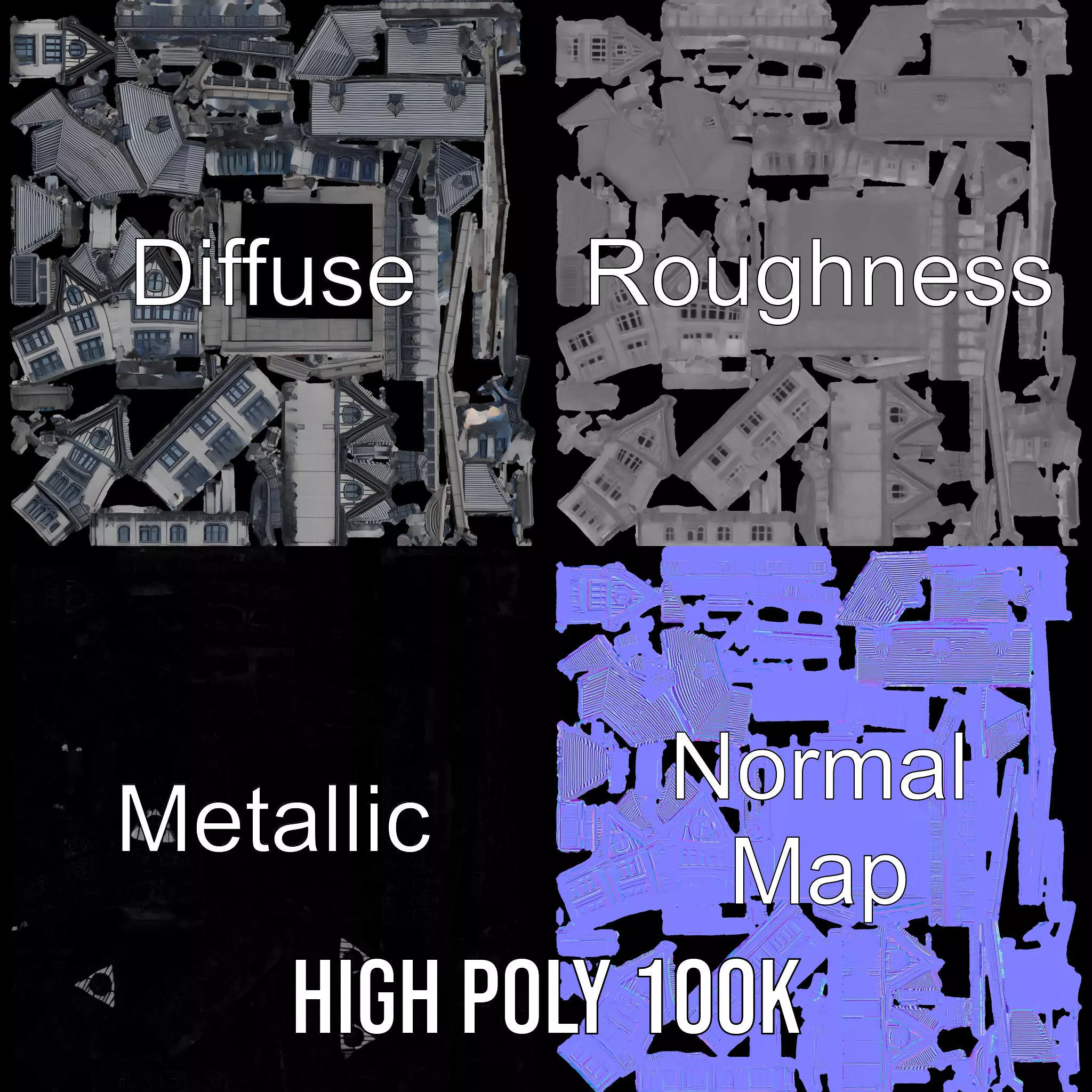 Gothic Mansion model pack Low-poly 3D model_4