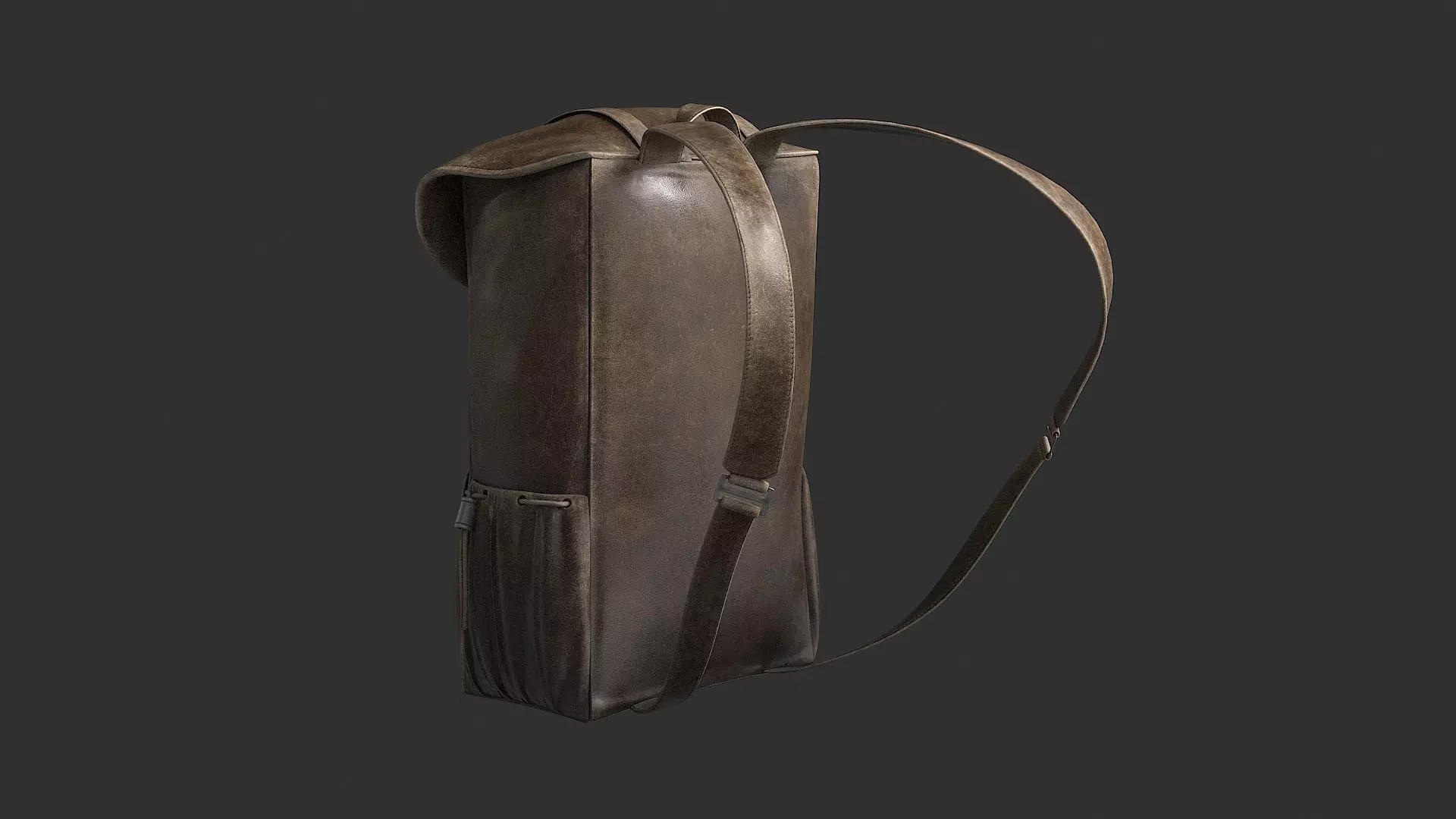 Leather Backpack Low-poly 3D model_13