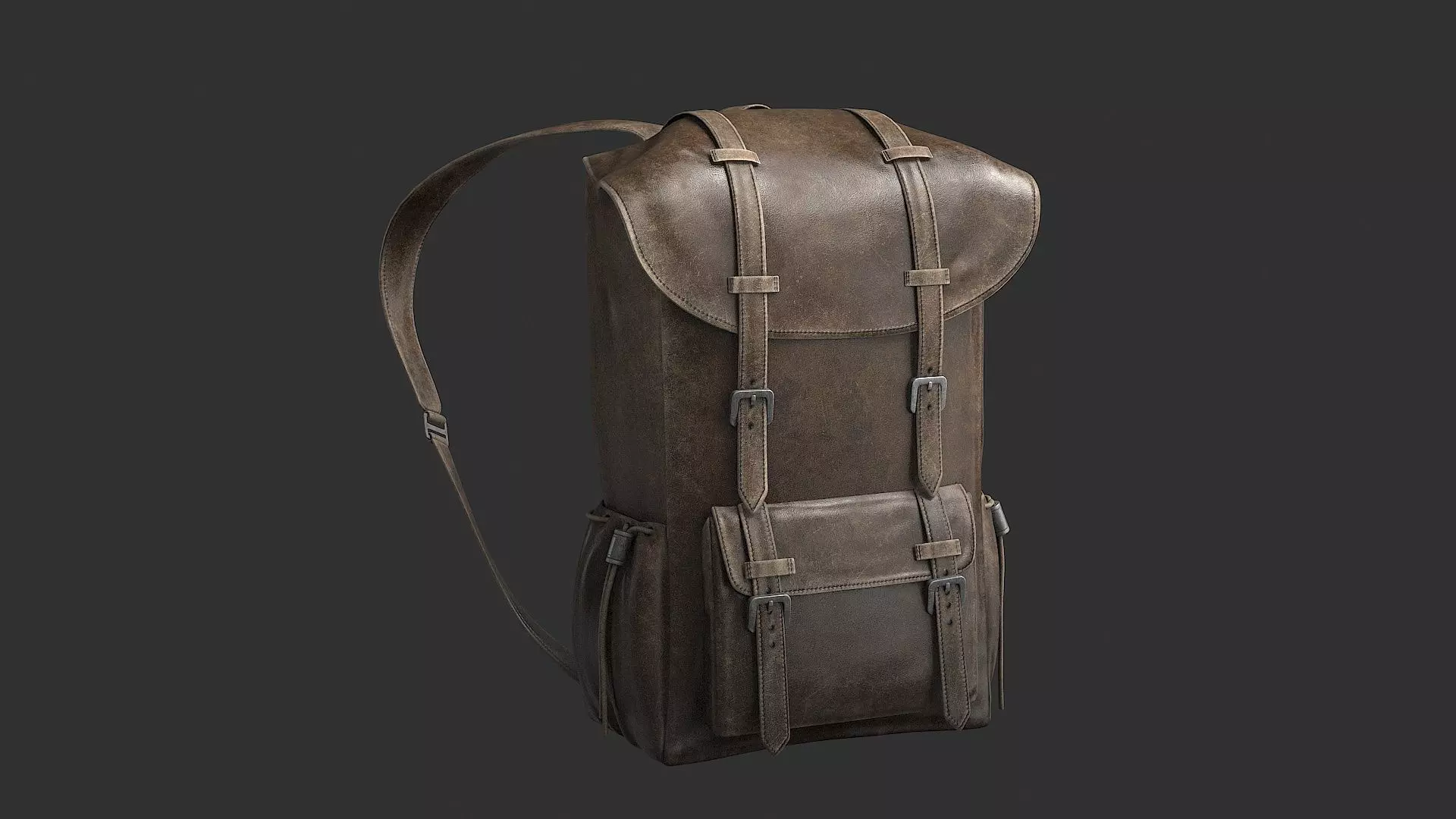 Leather Backpack Low-poly 3D model_7