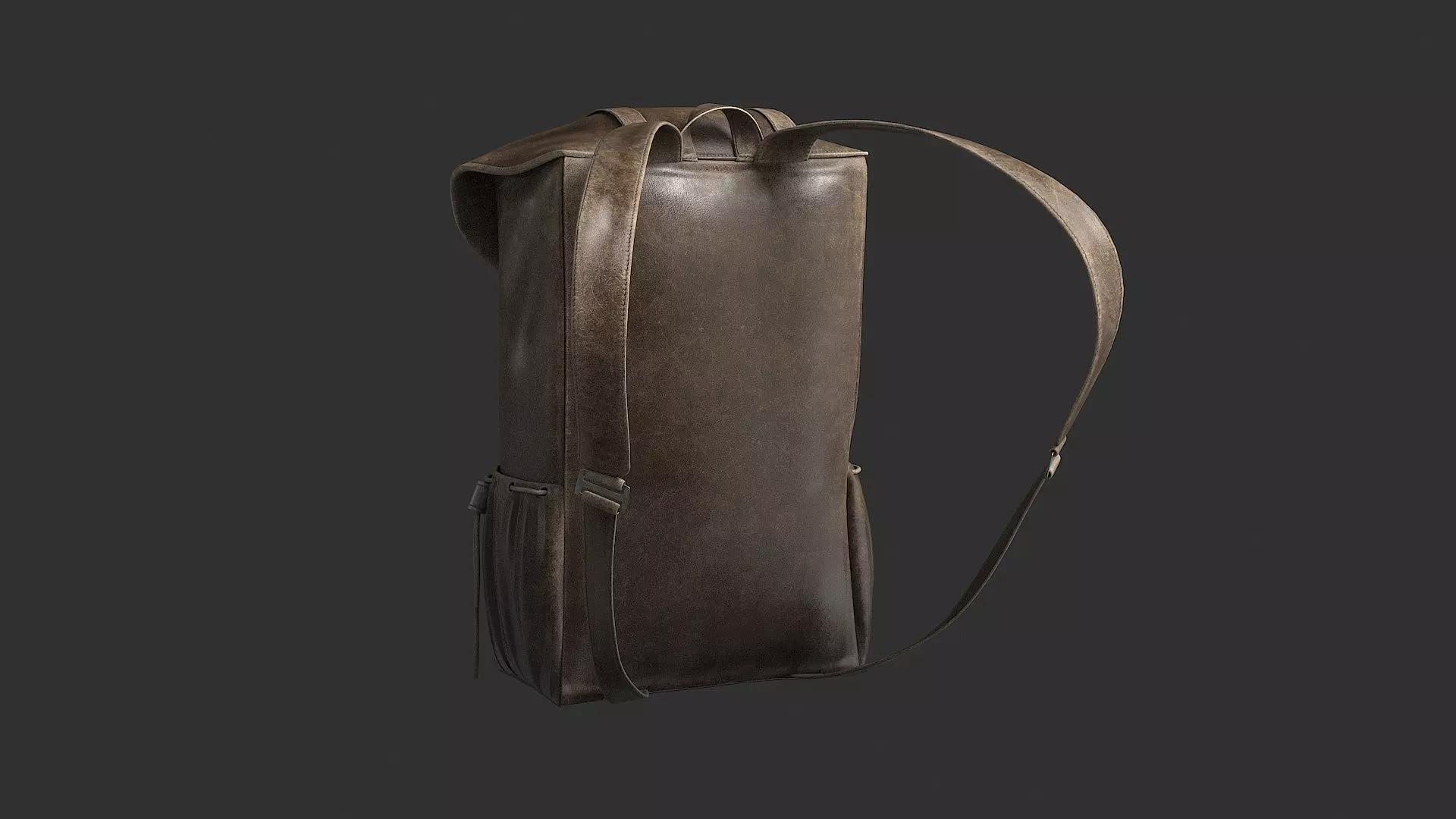 Leather Backpack Low-poly 3D model_12