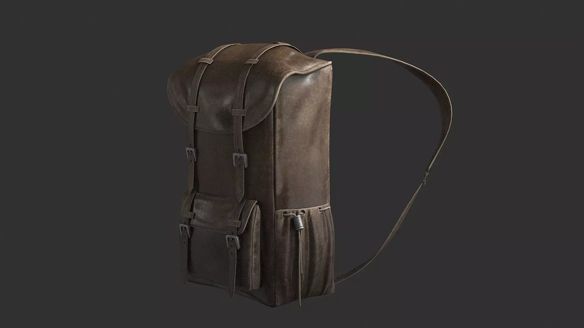 Leather Backpack Low-poly 3D model_16