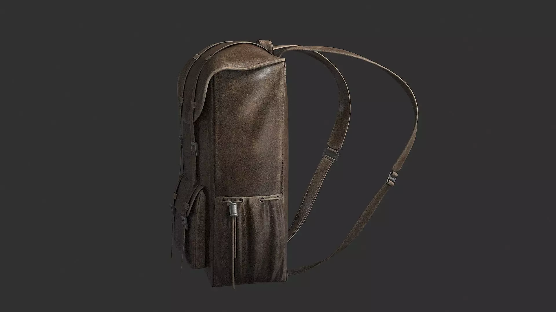 Leather Backpack Low-poly 3D model_15