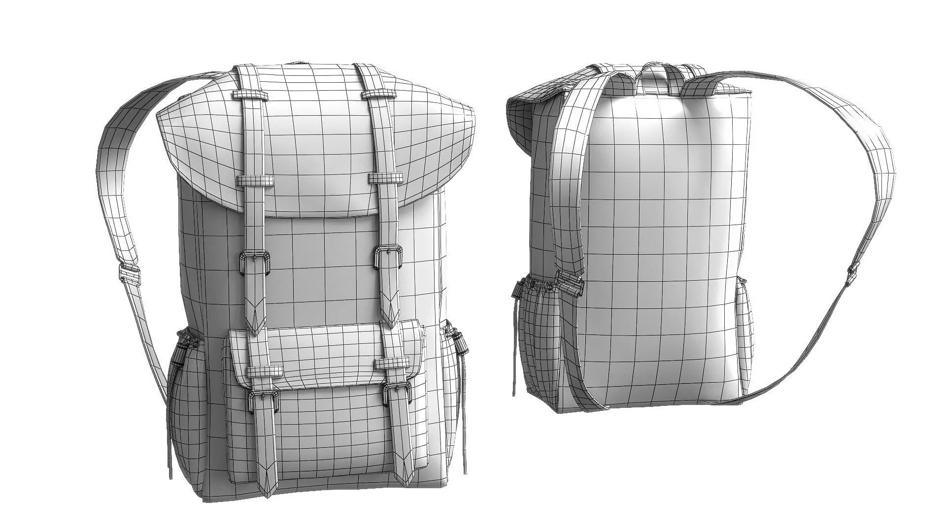 Leather Backpack Low-poly 3D model_18