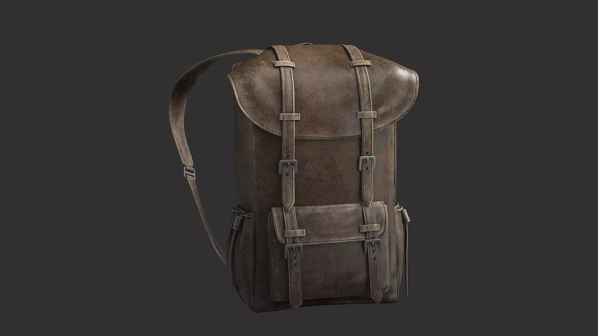 Leather Backpack Low-poly 3D model_0