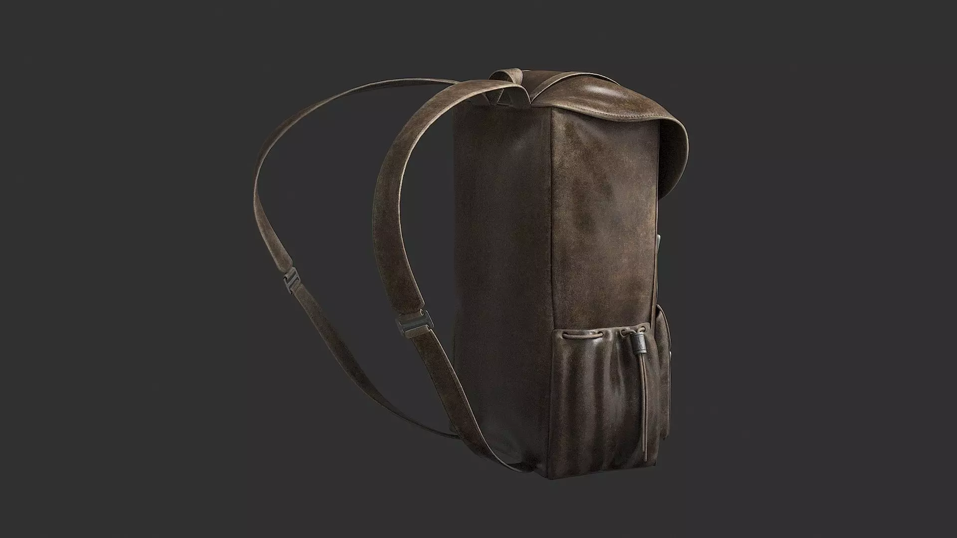 Leather Backpack Low-poly 3D model_10