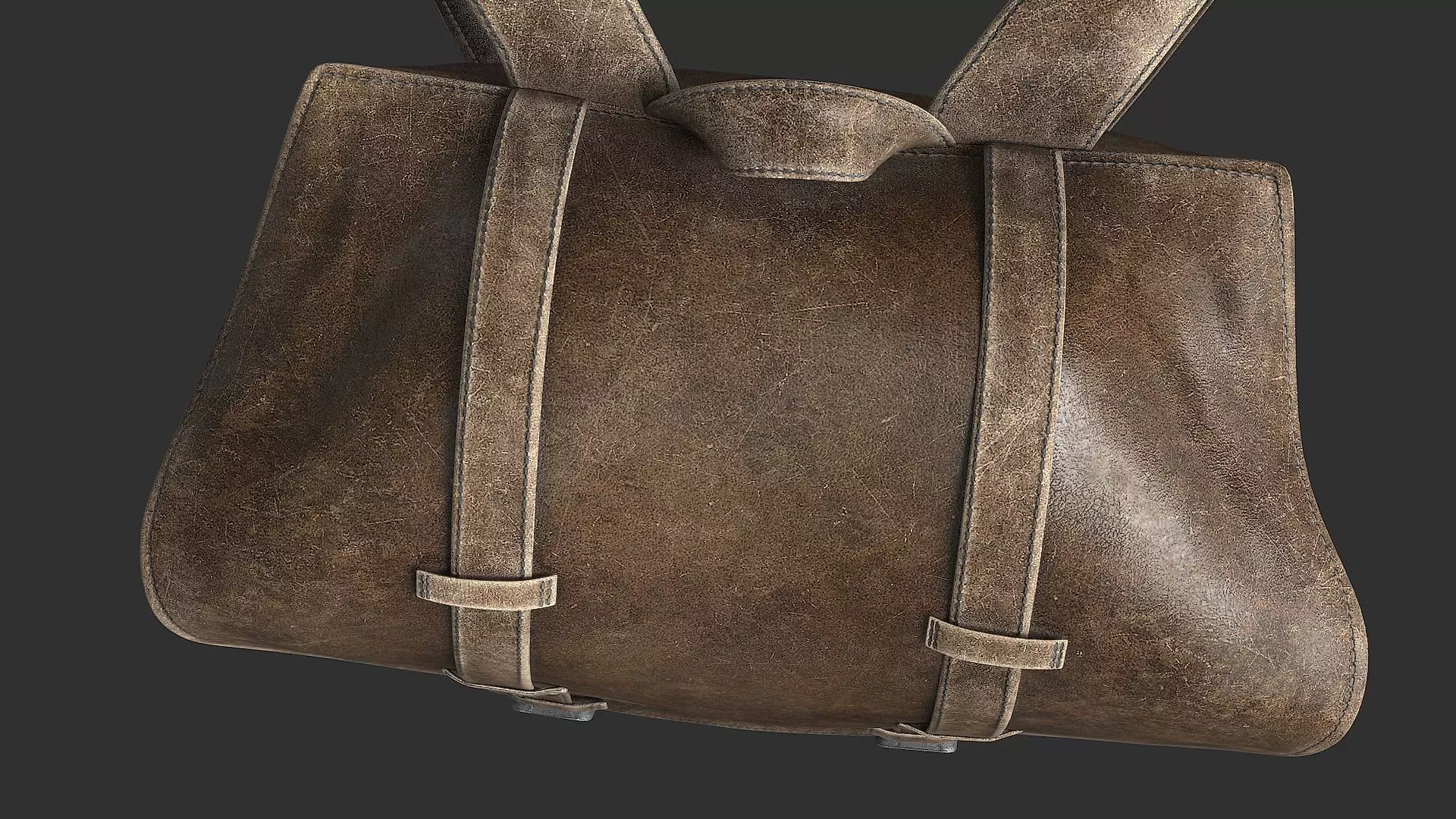 Leather Backpack Low-poly 3D model_5