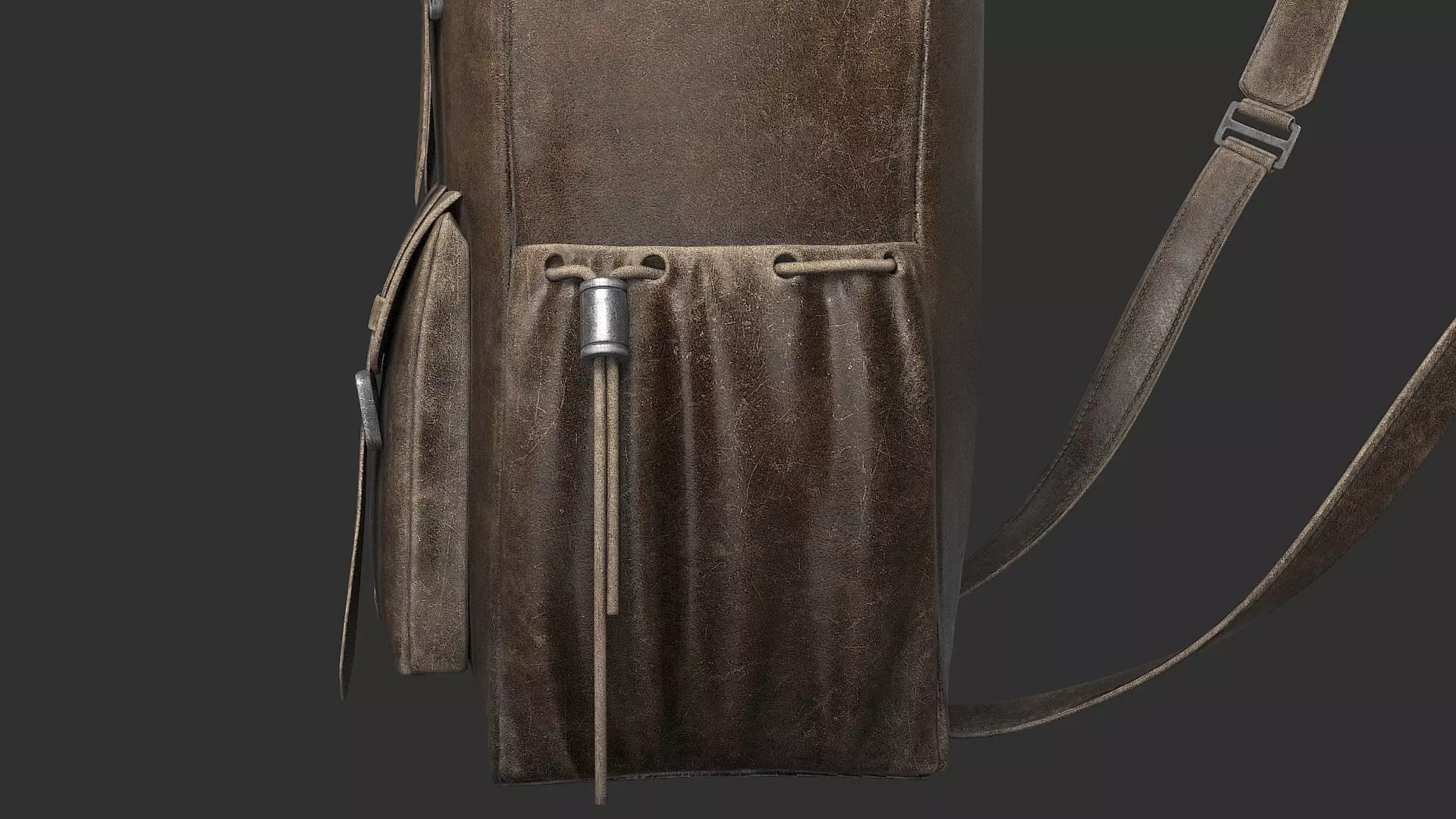 Leather Backpack Low-poly 3D model_4