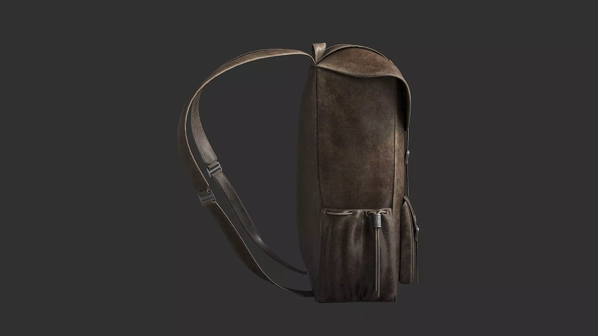 Leather Backpack Low-poly 3D model_9