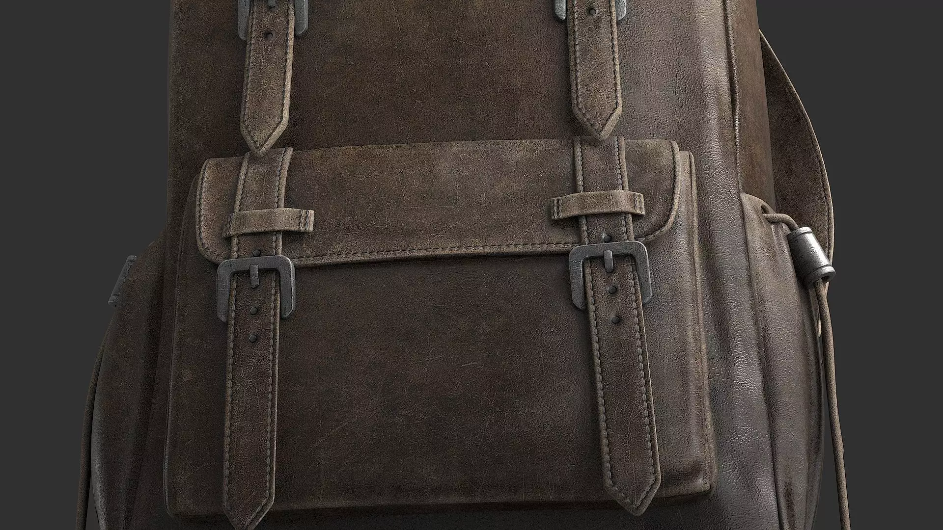 Leather Backpack Low-poly 3D model_3