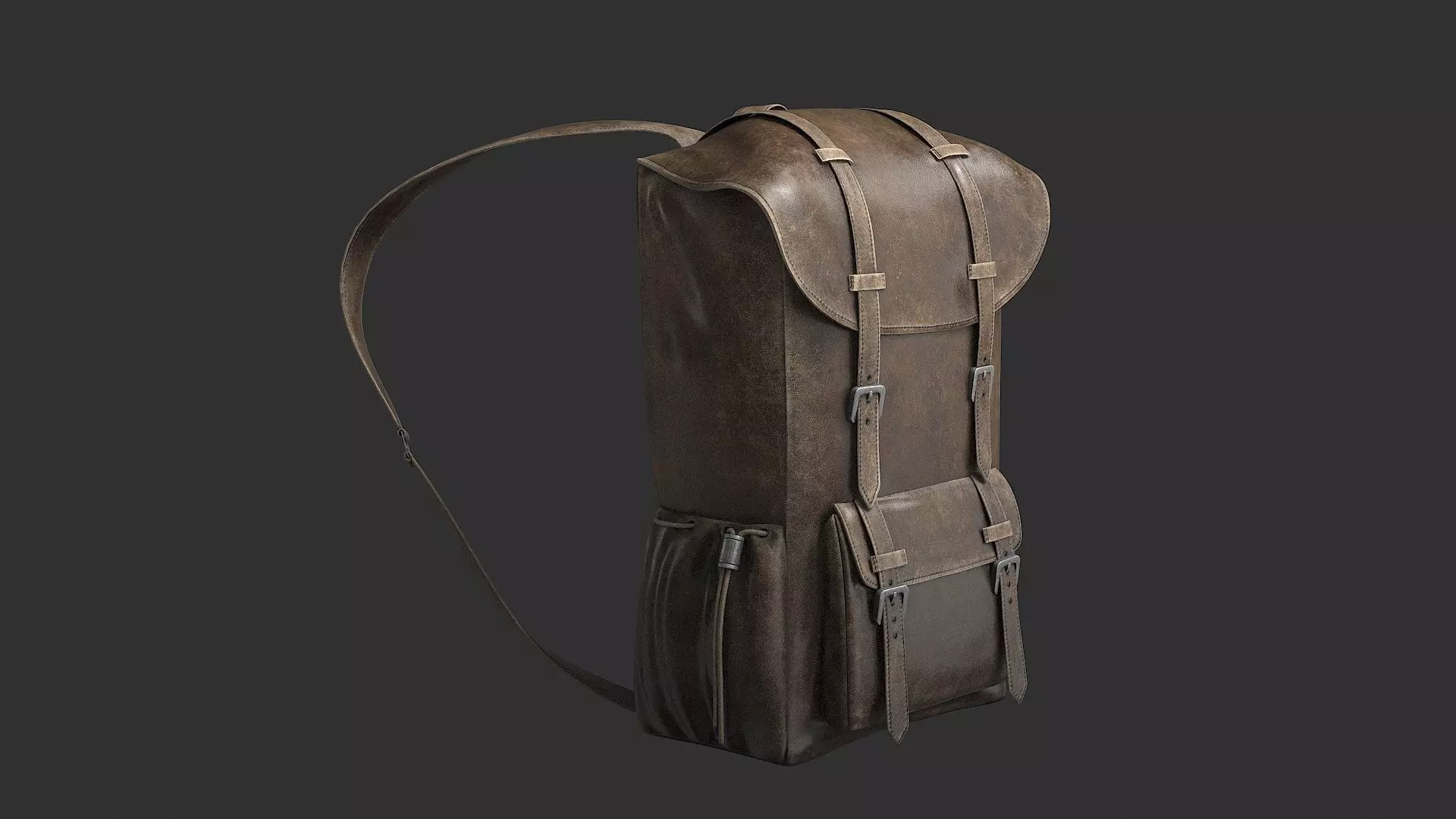 Leather Backpack Low-poly 3D model_8