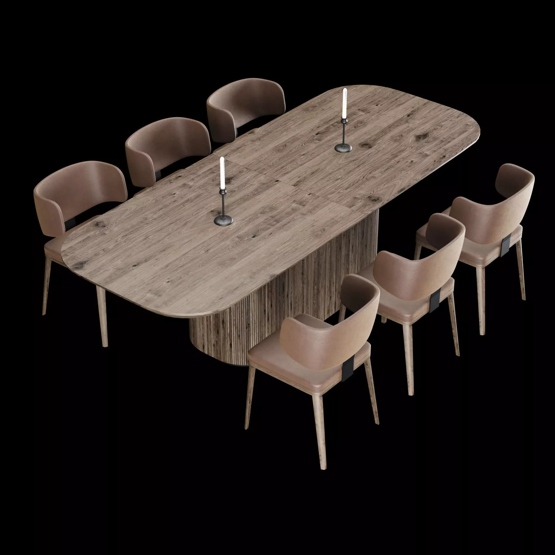 Modern Wooden Dining Table Set 3D model