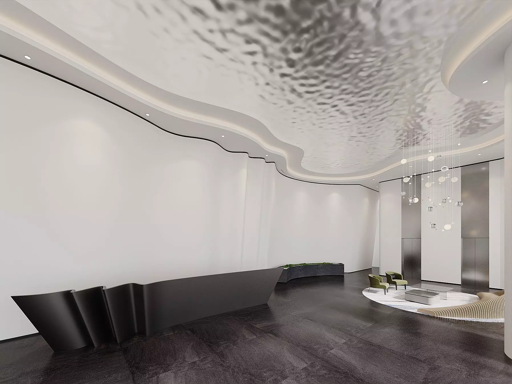 Modern Corporate Lobby Interior 3D model_0