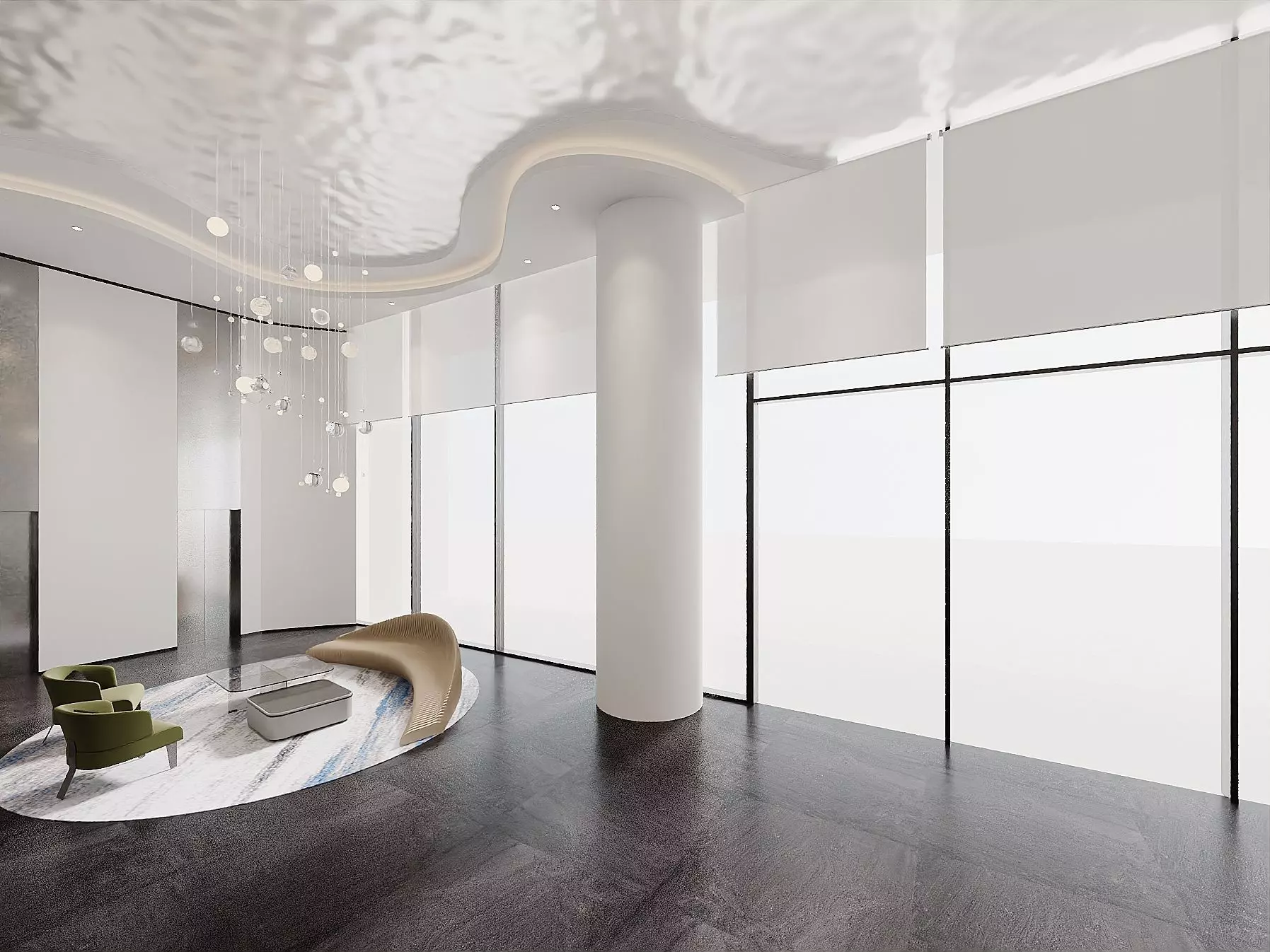 Modern Corporate Lobby Interior 3D model_2