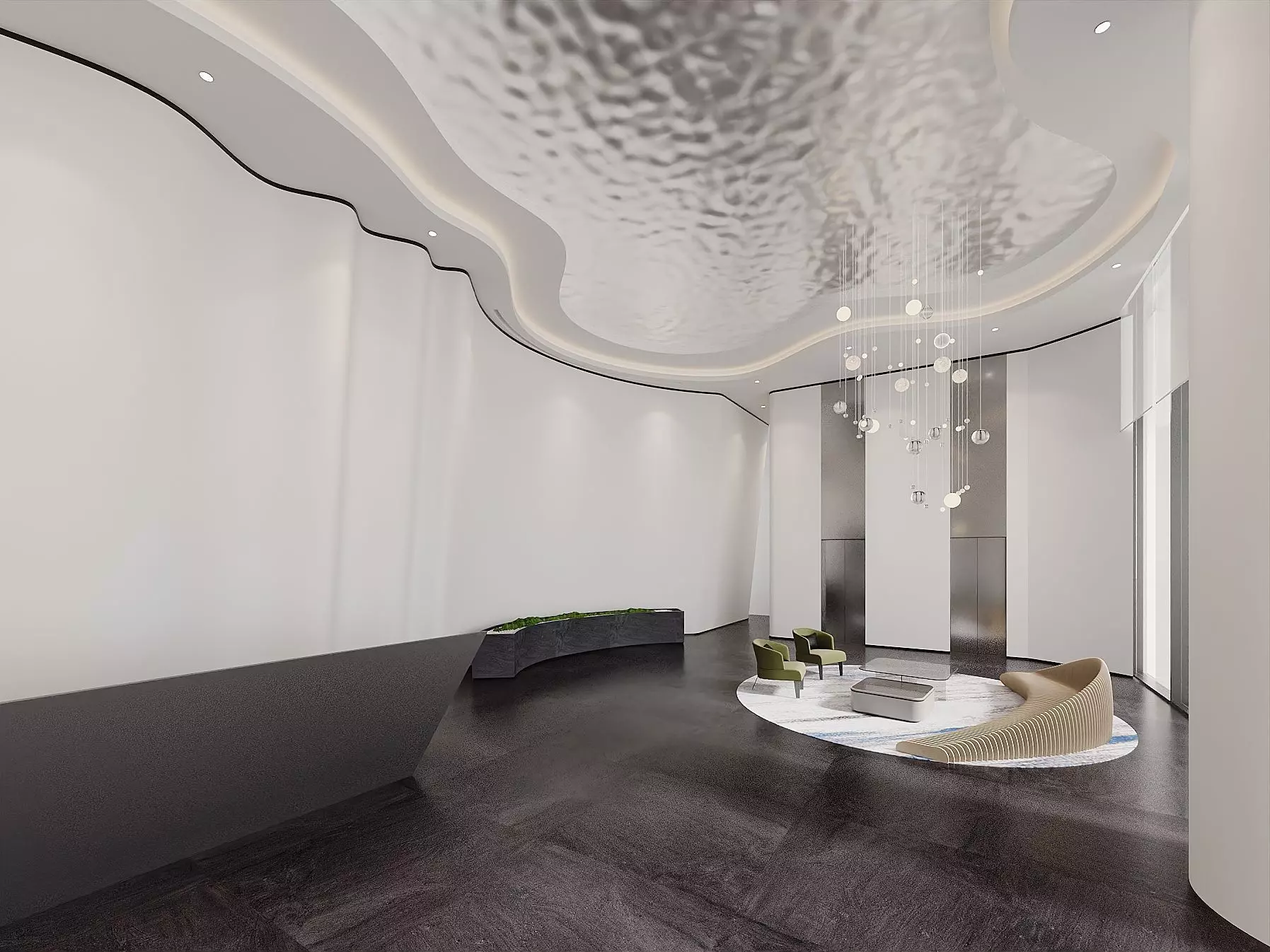 Modern Corporate Lobby Interior 3D model_7