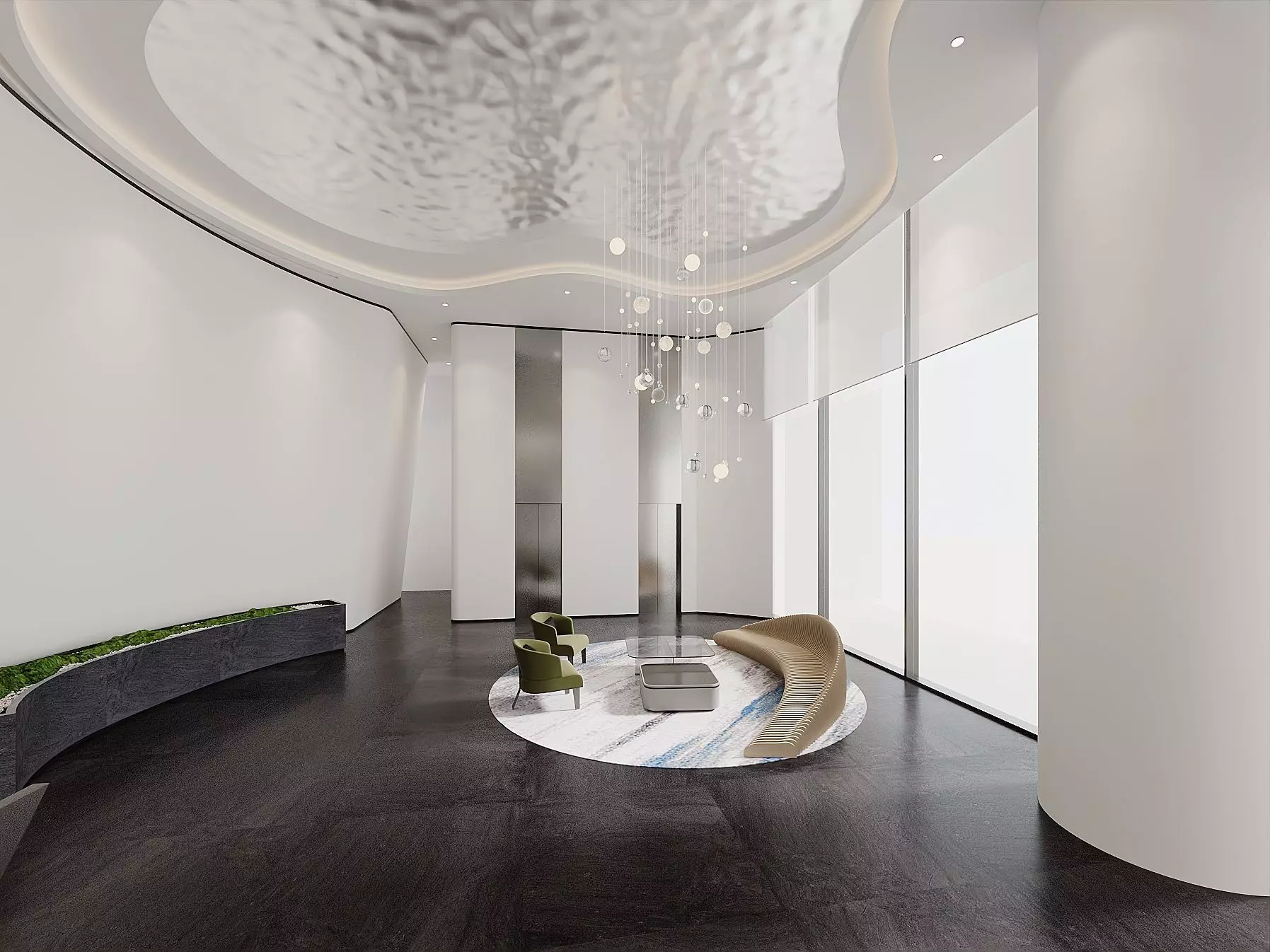 Modern Corporate Lobby Interior 3D model_1