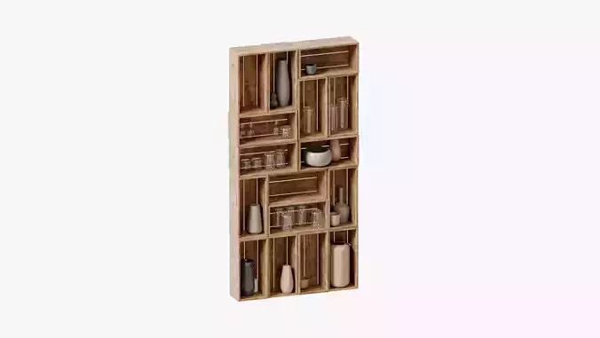 SET OF WOODEN SHELVES