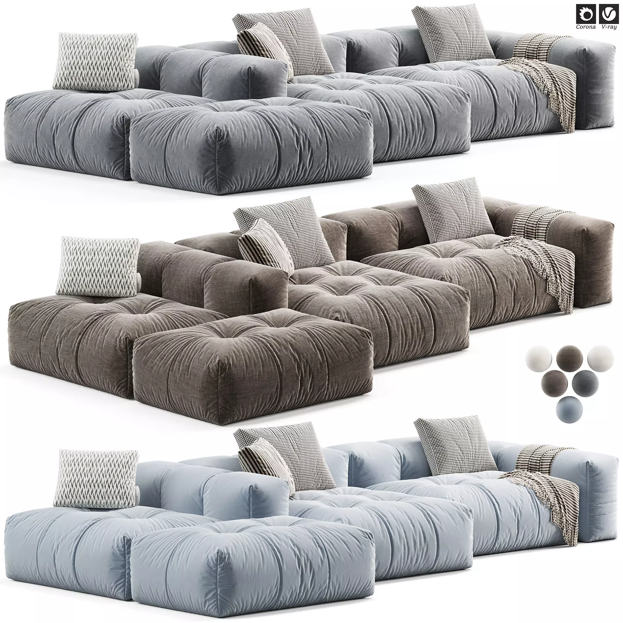 Saba Italia Pixel sofa 3D model_2