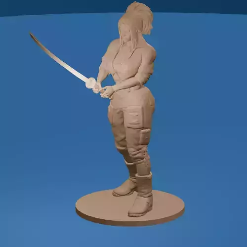 Black woman wielding a katana