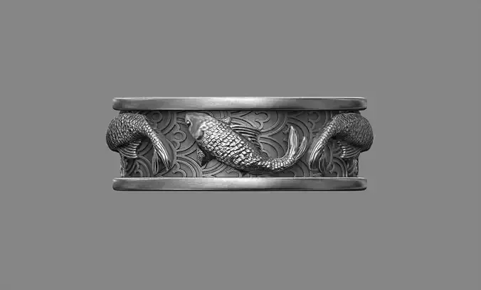 Japanese Koi Fish wedding band