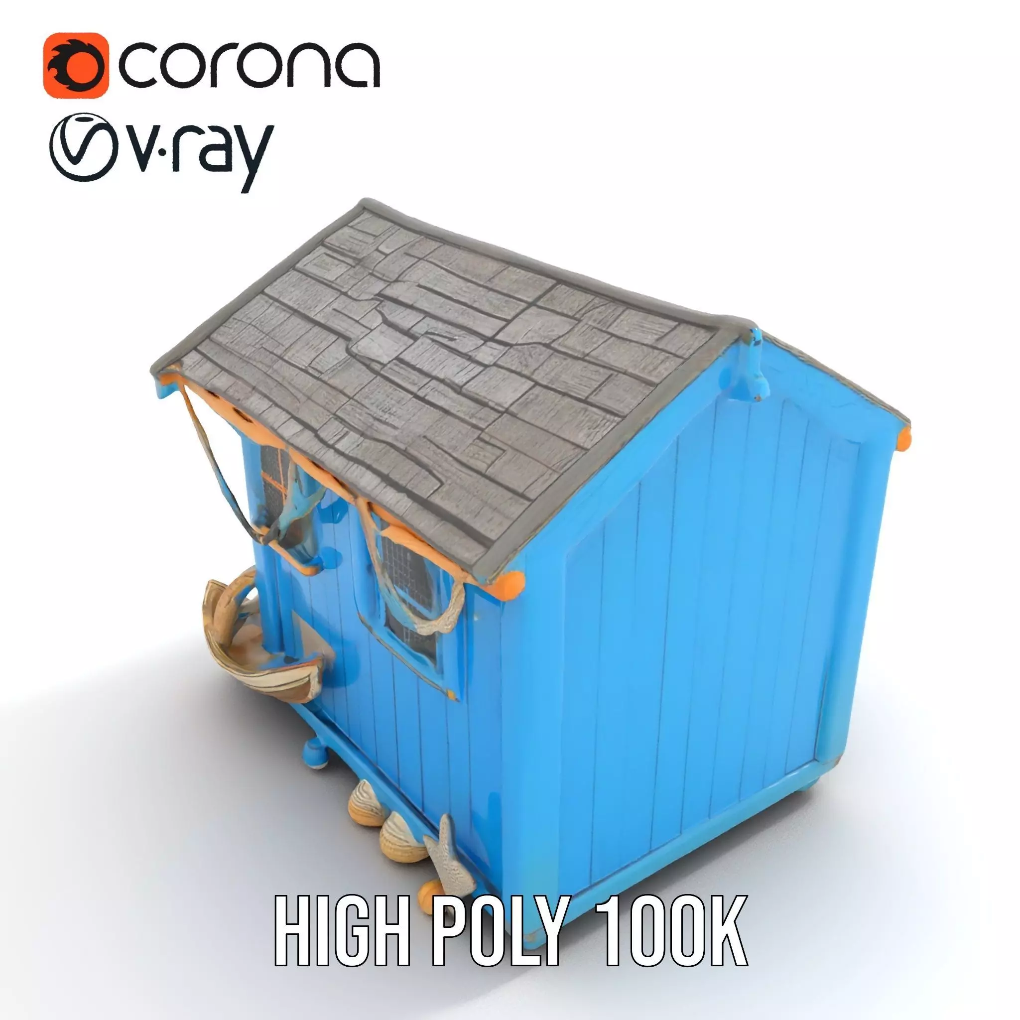 Coastal Beach Hut model pack Low-poly 3D model_15