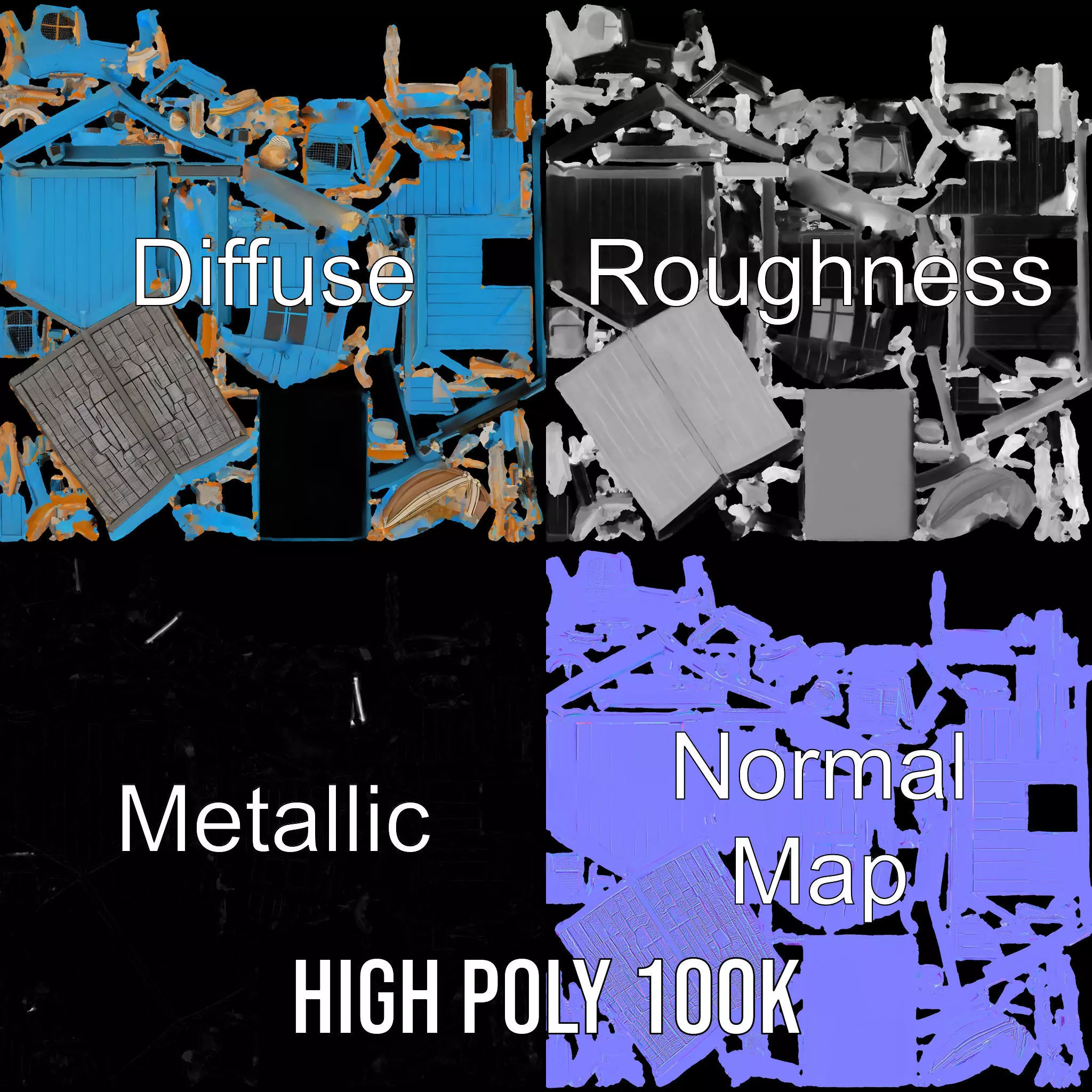 Coastal Beach Hut model pack Low-poly 3D model_4