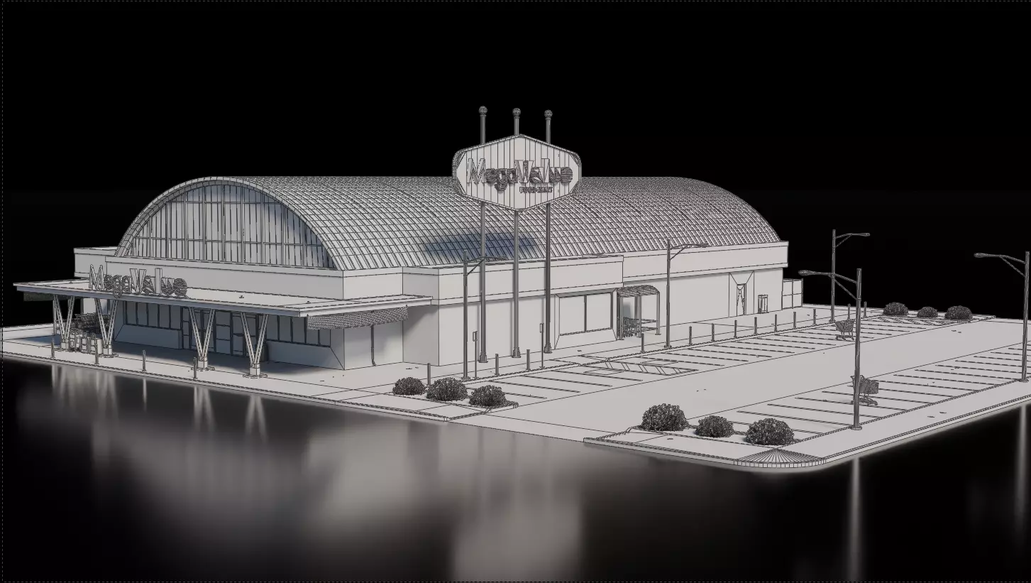 Grocery Store House 3D model_1