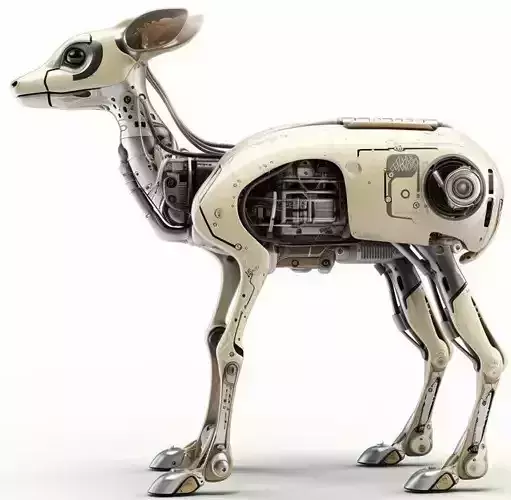 Mechanical Deer Futuristic Robot Animal Exposed Gears 3D