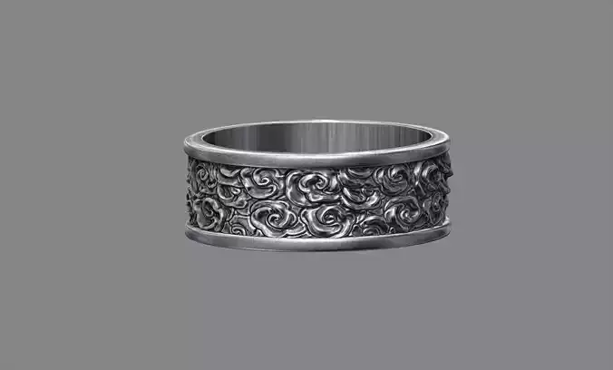 Oriental Japanese ocean Waves wedding band ring