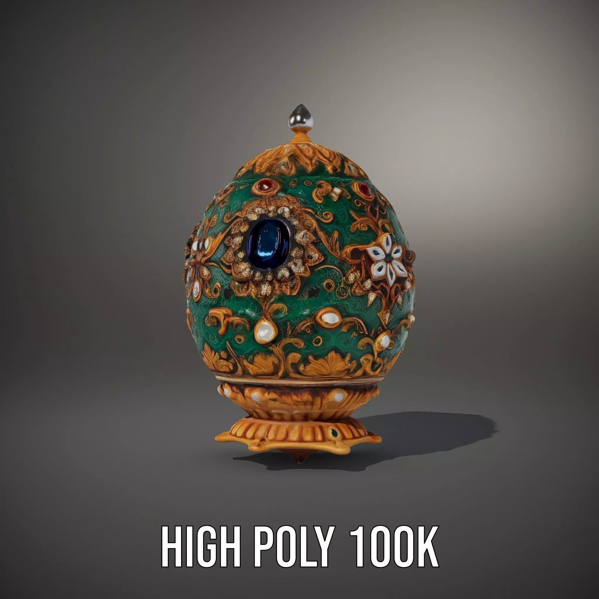 Emerald Jeweled Faberge Egg model pack Low-poly 3D model_9