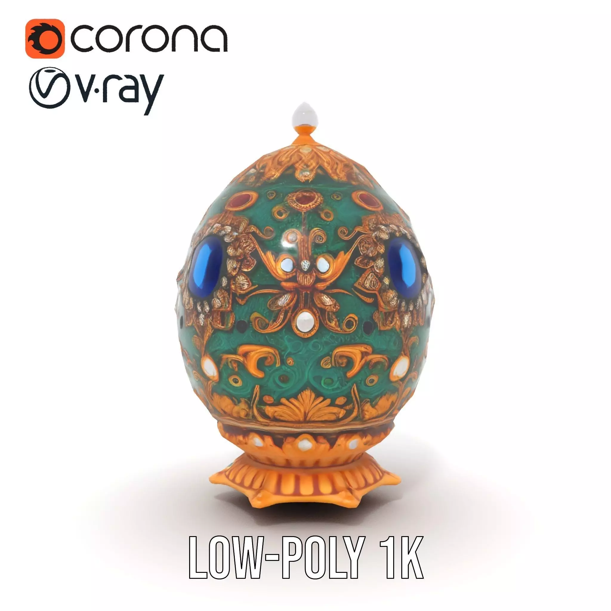 Emerald Jeweled Faberge Egg model pack Low-poly 3D model_23