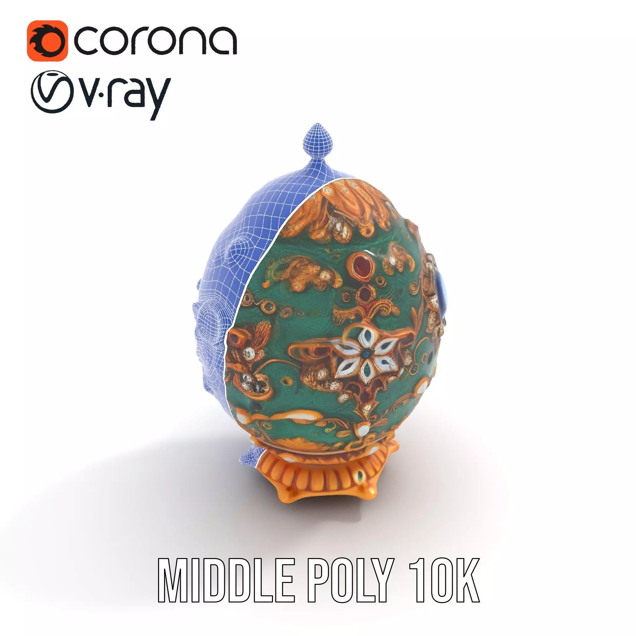 Emerald Jeweled Faberge Egg model pack Low-poly 3D model_19