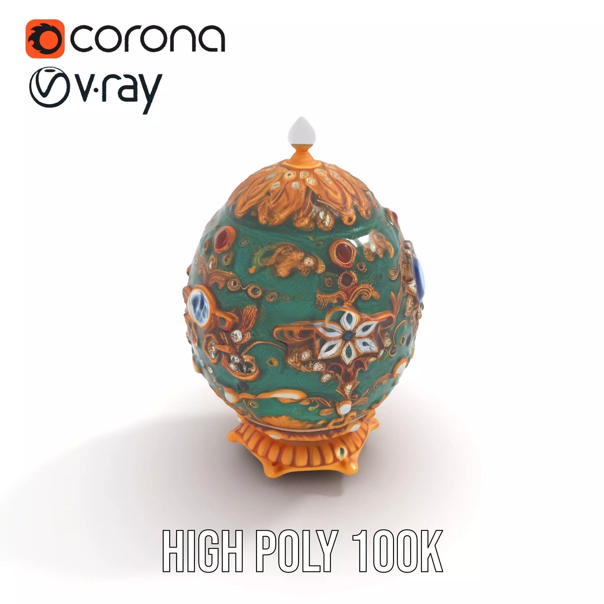 Emerald Jeweled Faberge Egg model pack Low-poly 3D model_24
