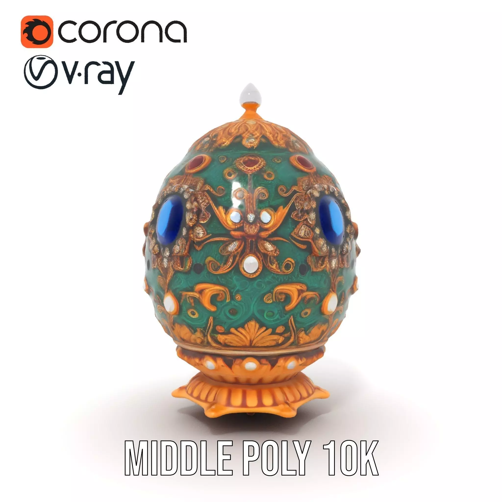 Emerald Jeweled Faberge Egg model pack Low-poly 3D model_17