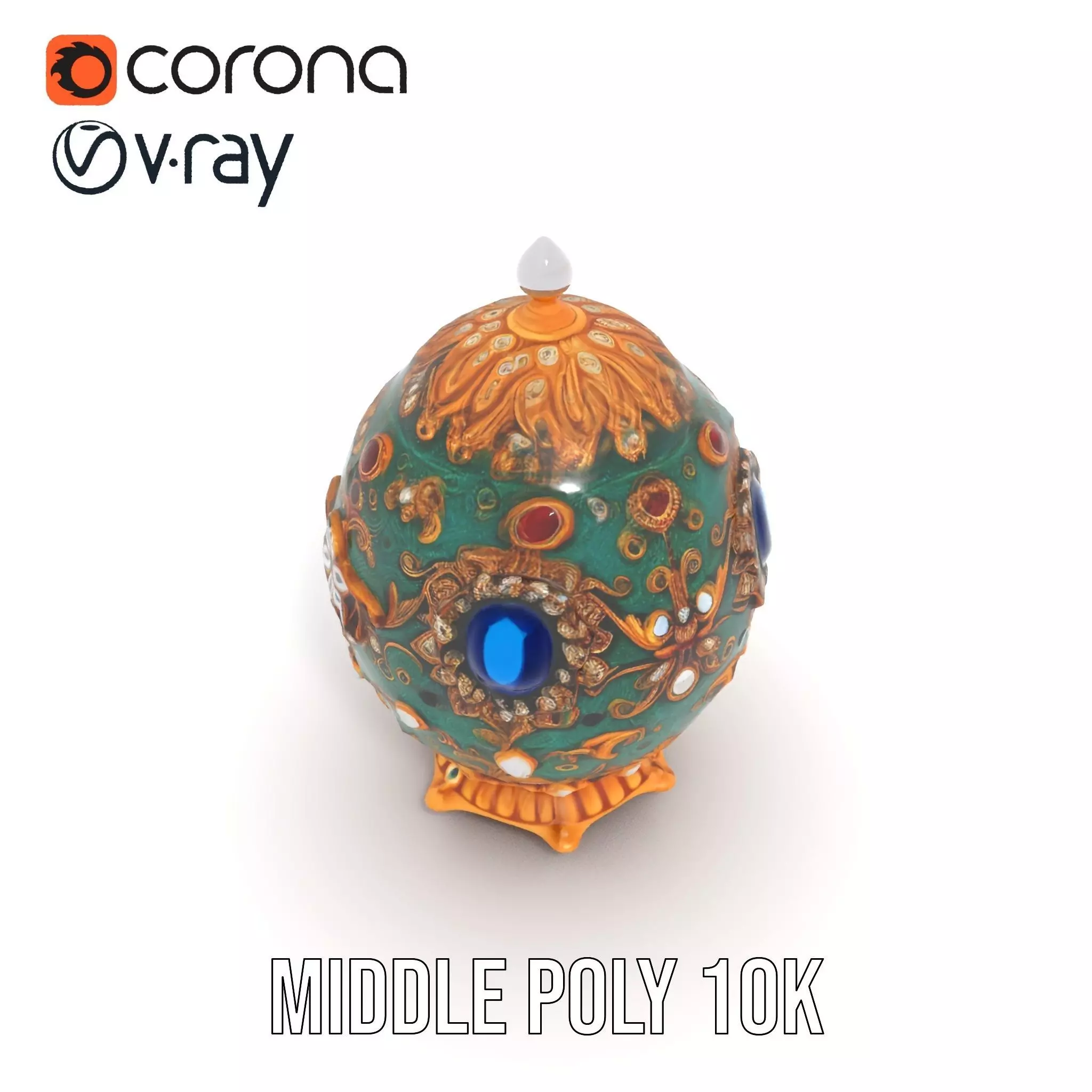 Emerald Jeweled Faberge Egg model pack Low-poly 3D model_7