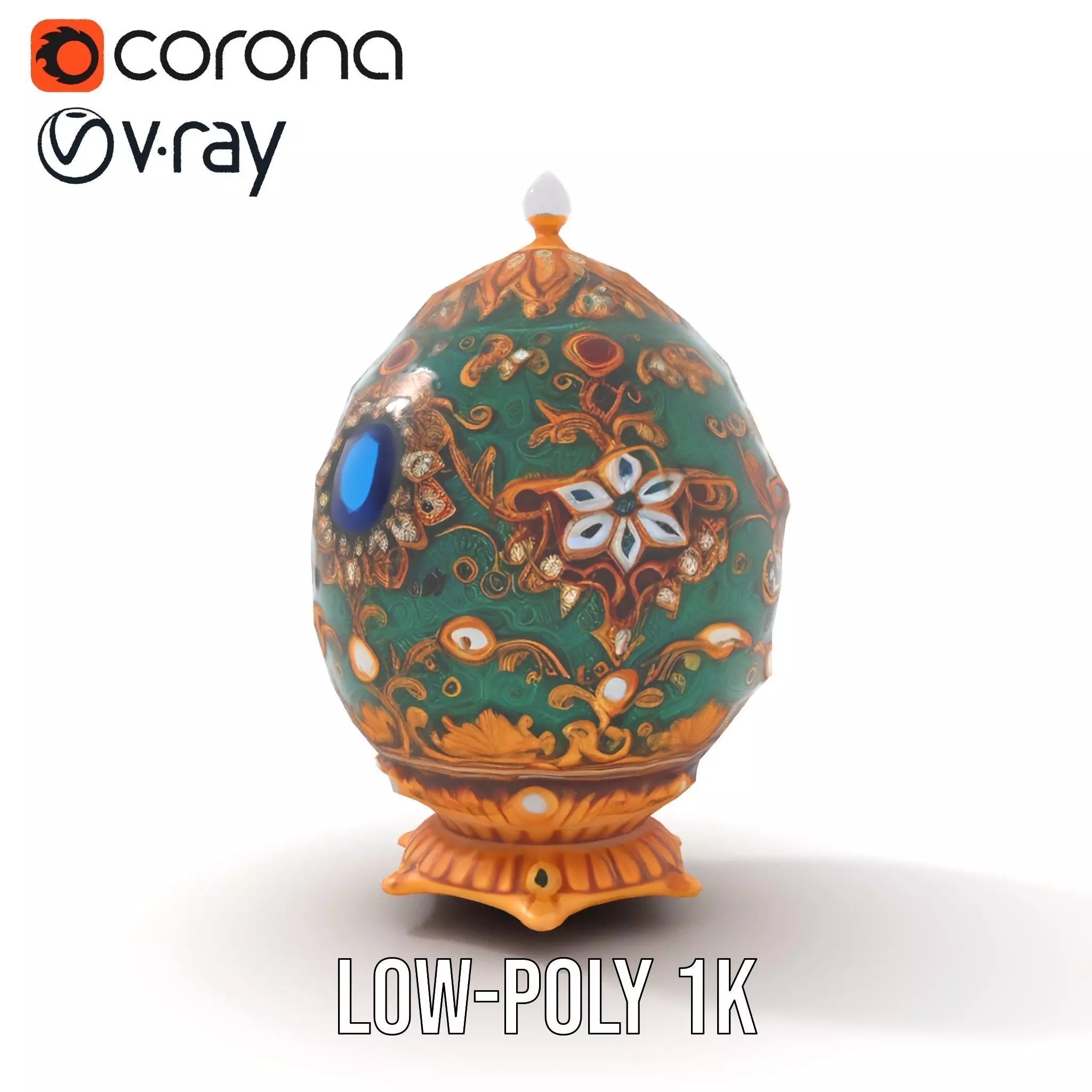 Emerald Jeweled Faberge Egg model pack Low-poly 3D model_15