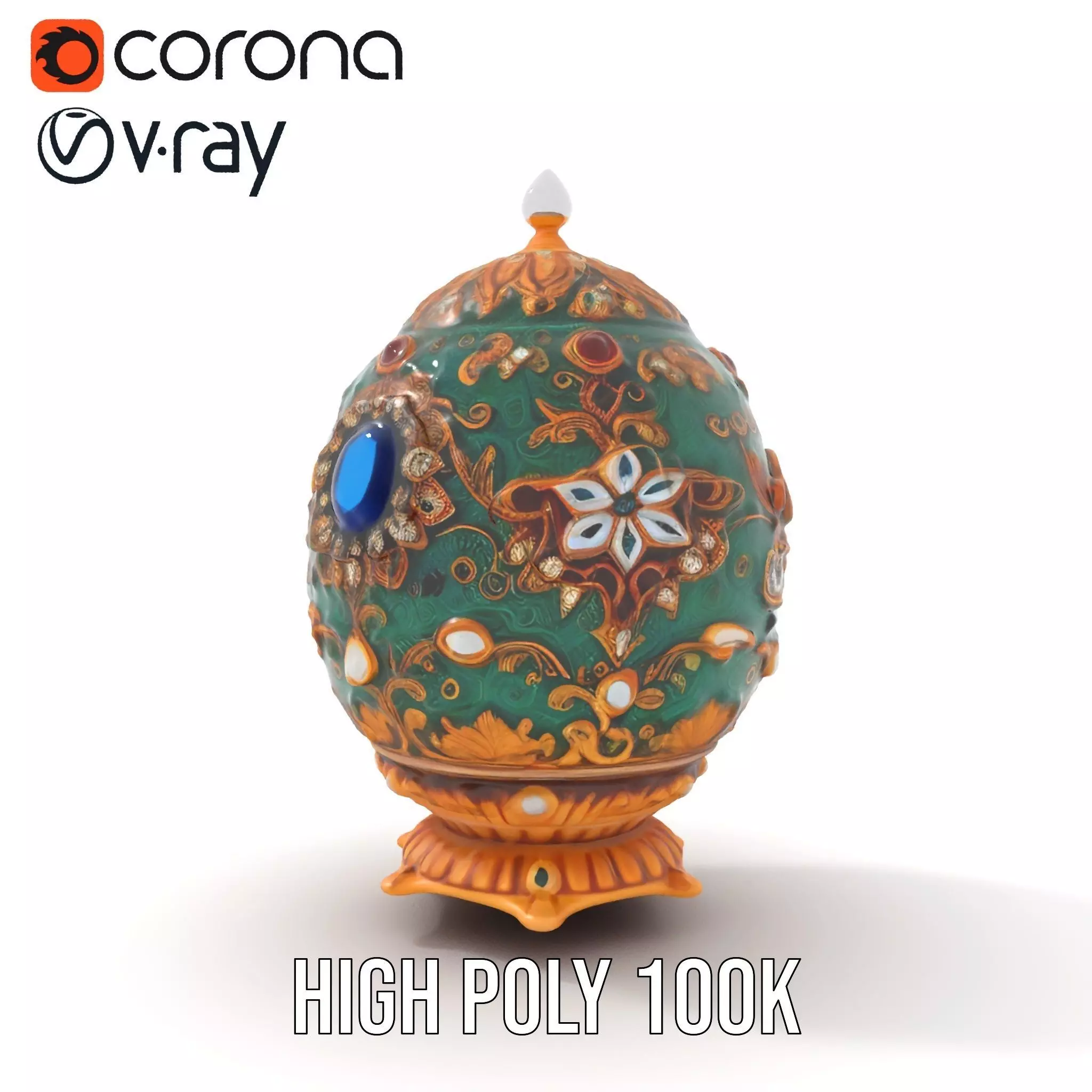 Emerald Jeweled Faberge Egg model pack Low-poly 3D model_16