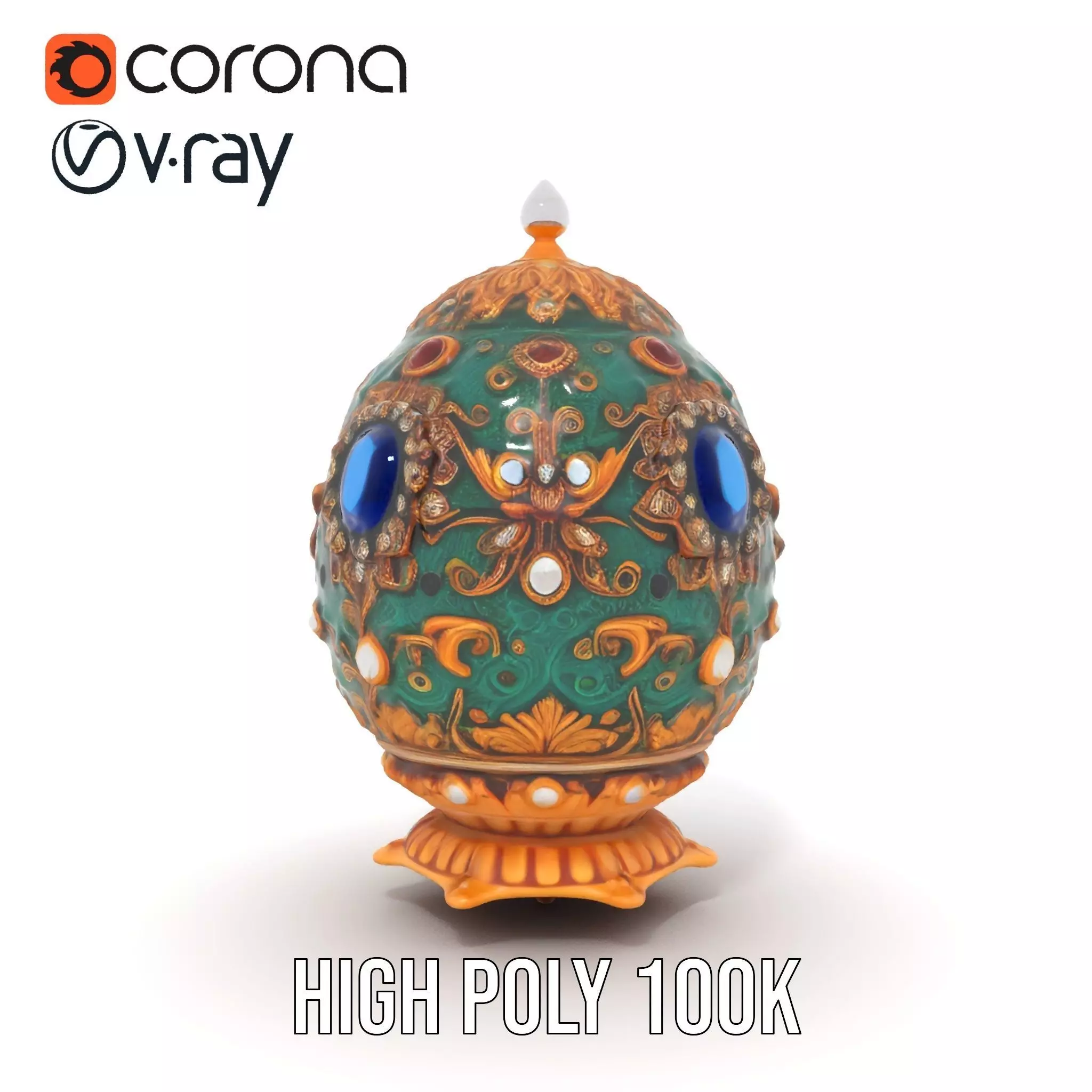 Emerald Jeweled Faberge Egg model pack Low-poly 3D model_29