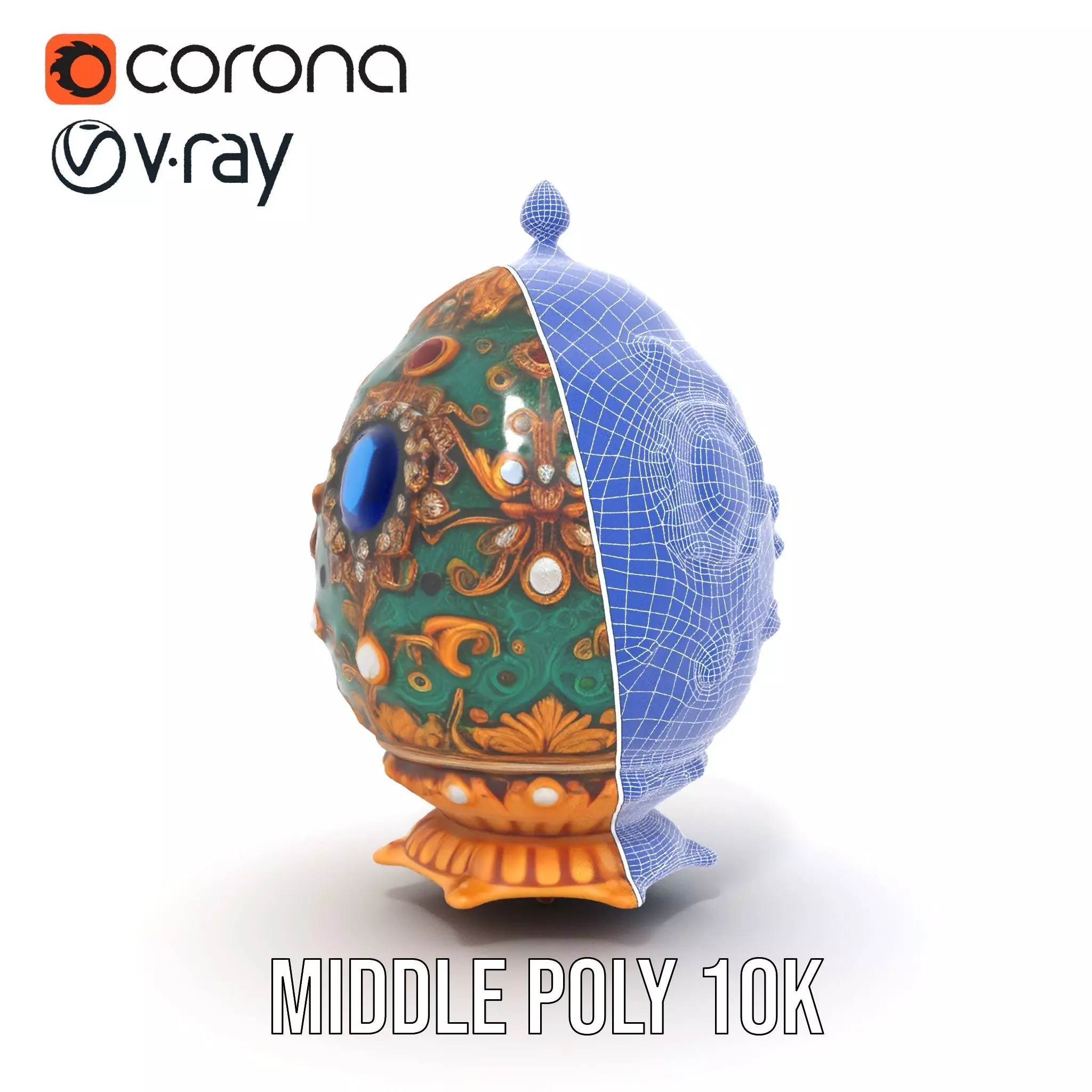 Emerald Jeweled Faberge Egg model pack Low-poly 3D model_14