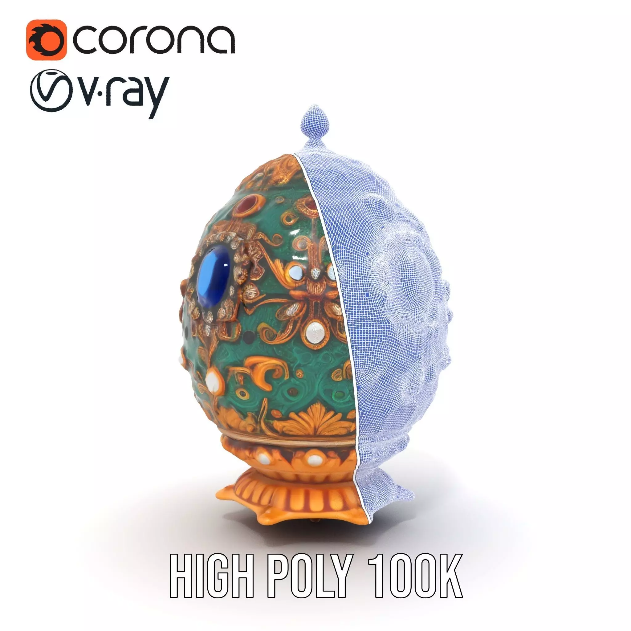 Emerald Jeweled Faberge Egg model pack Low-poly 3D model_33