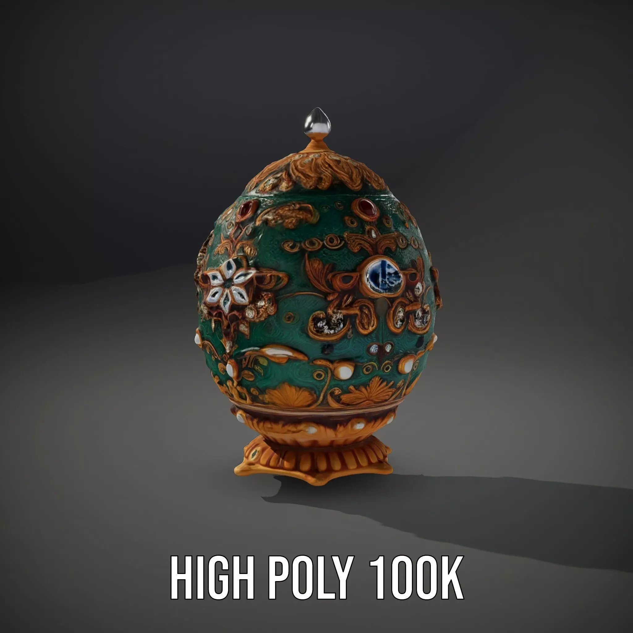 Emerald Jeweled Faberge Egg model pack Low-poly 3D model_11