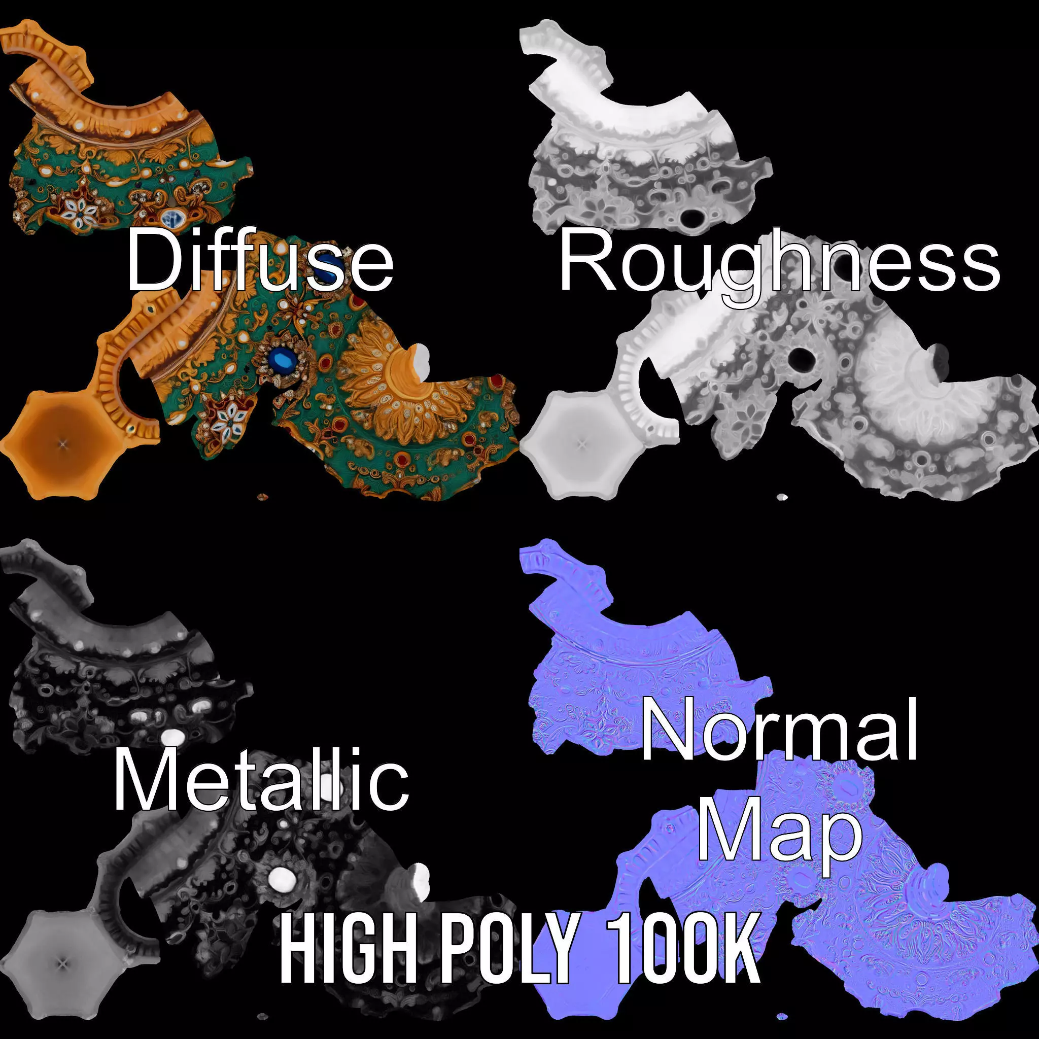 Emerald Jeweled Faberge Egg model pack Low-poly 3D model_4