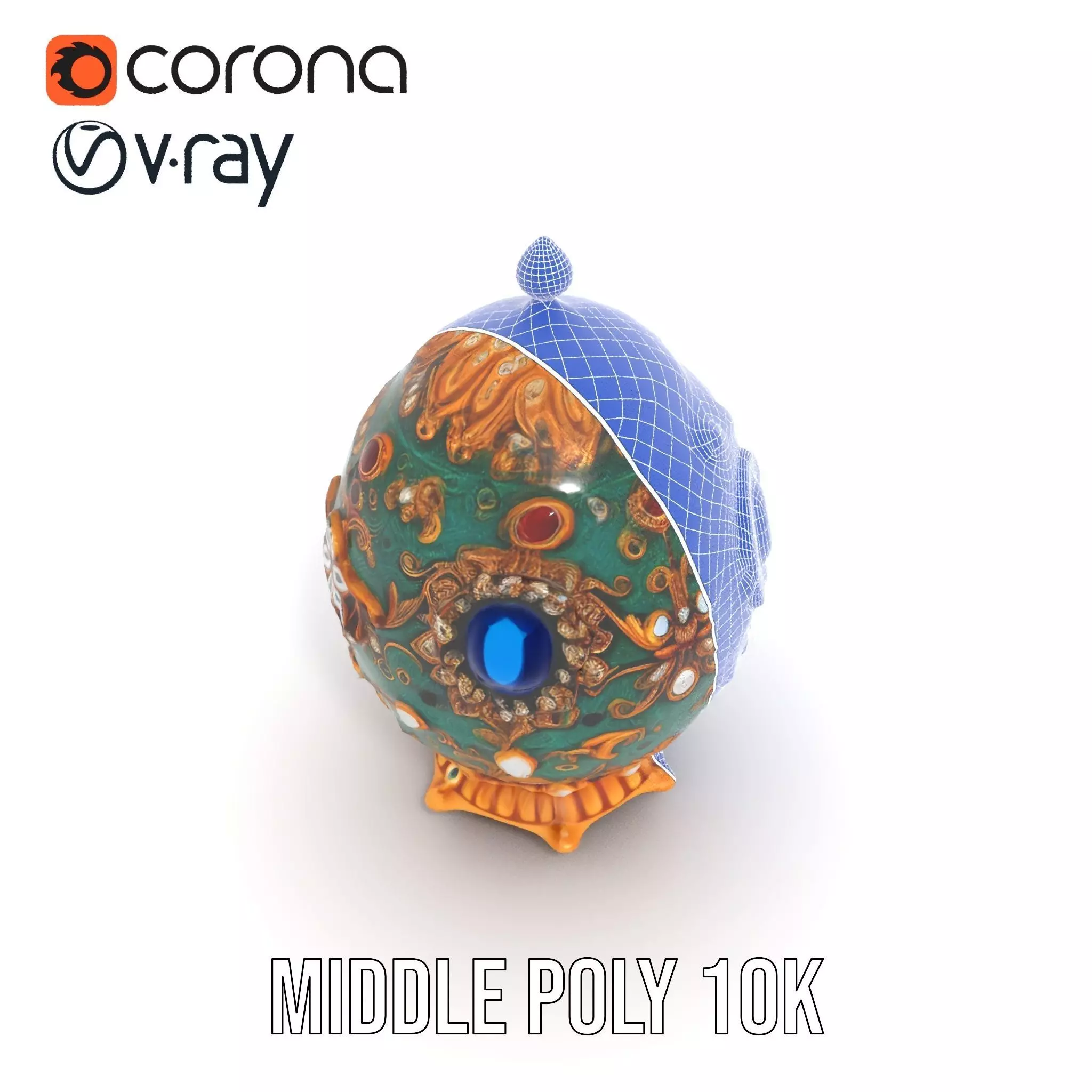 Emerald Jeweled Faberge Egg model pack Low-poly 3D model_30