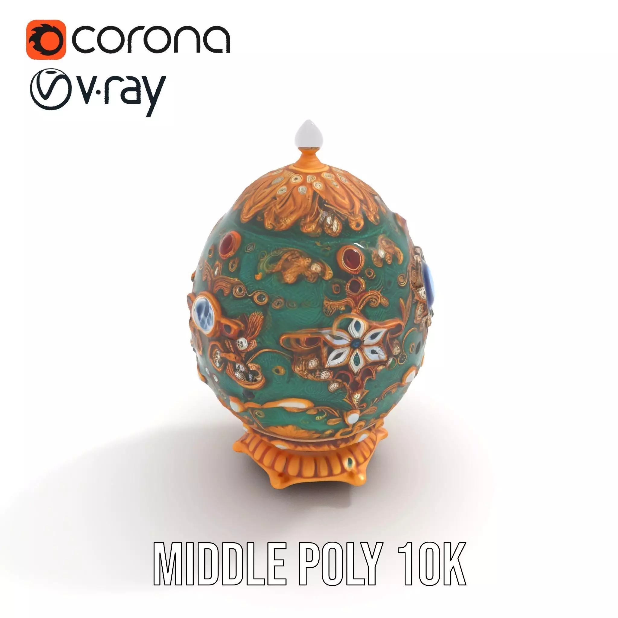 Emerald Jeweled Faberge Egg model pack Low-poly 3D model_6