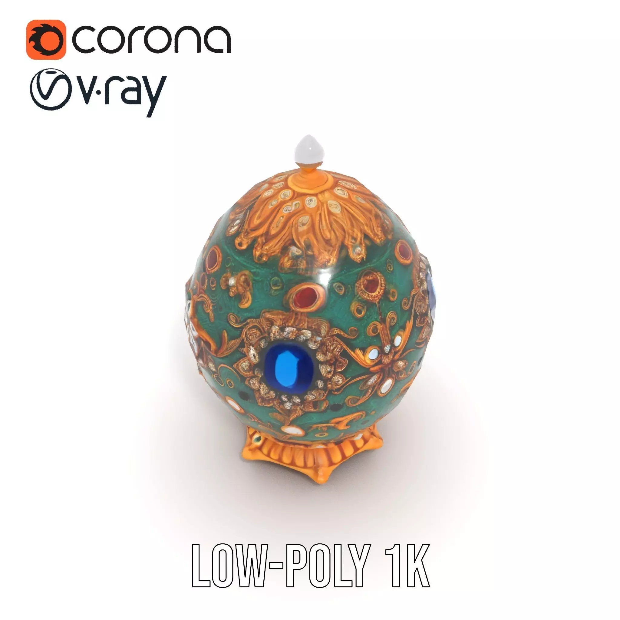 Emerald Jeweled Faberge Egg model pack Low-poly 3D model_31