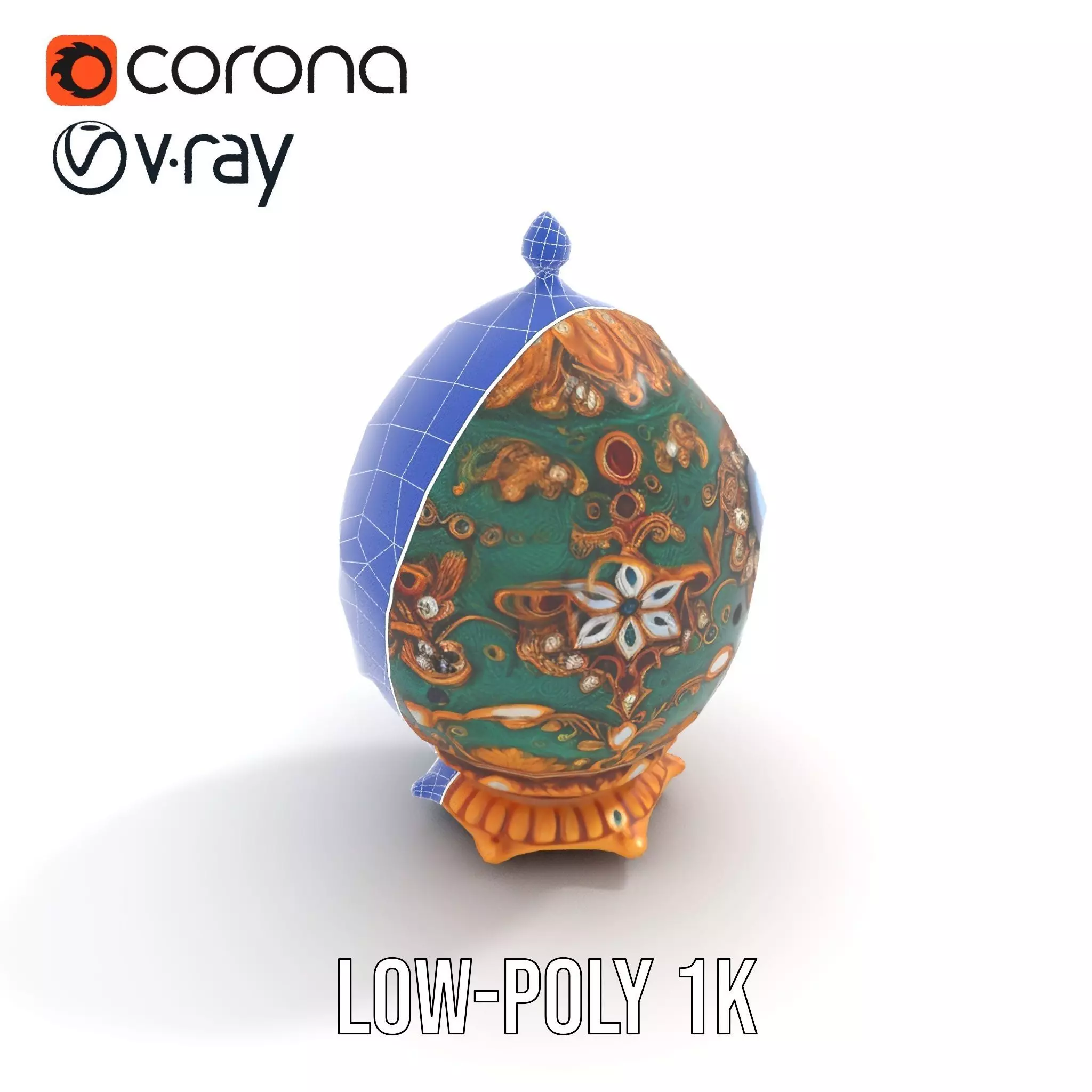 Emerald Jeweled Faberge Egg model pack Low-poly 3D model_13
