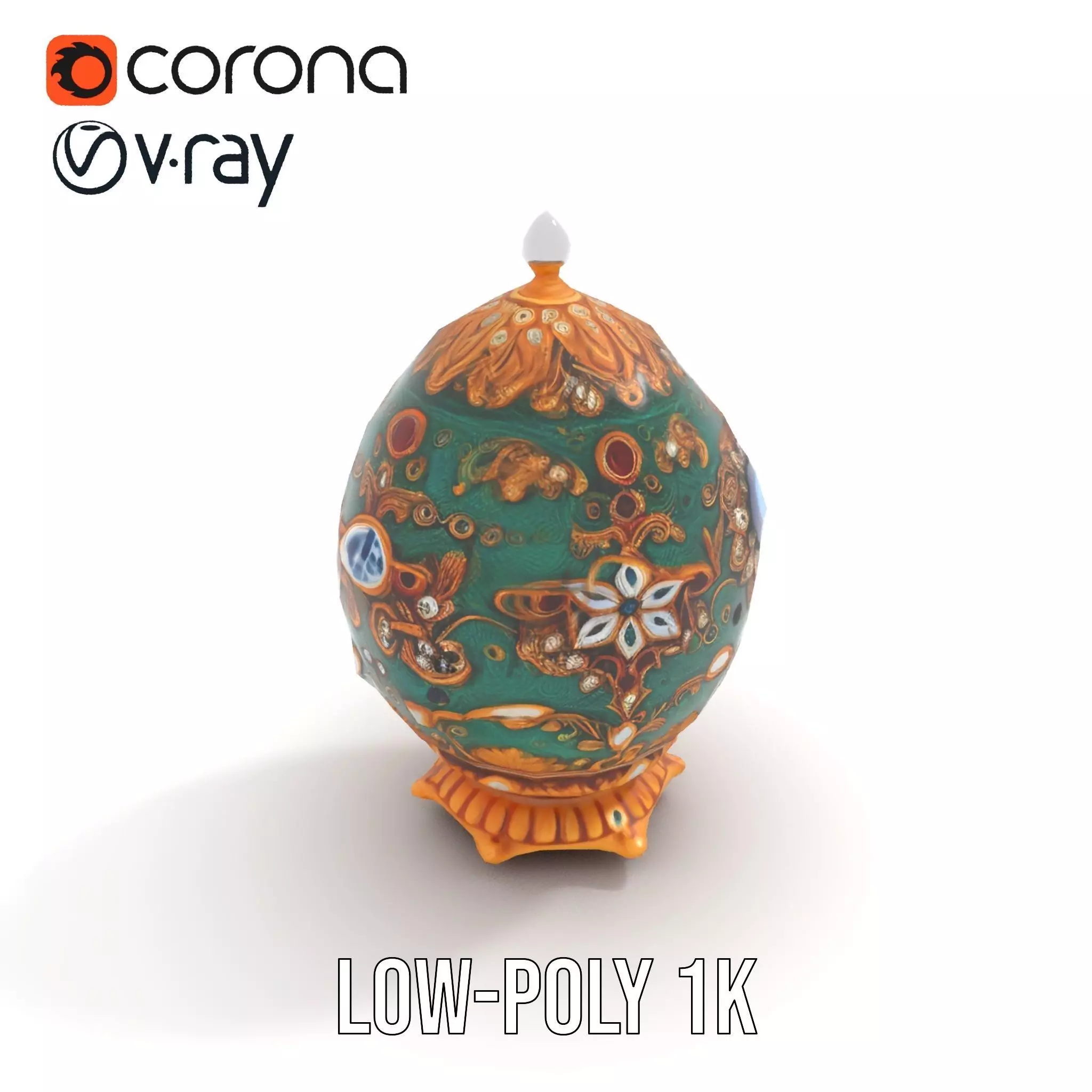 Emerald Jeweled Faberge Egg model pack Low-poly 3D model_20