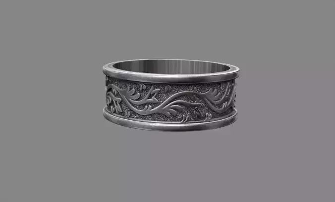 Ornatate Floral Leaf wedding band ring