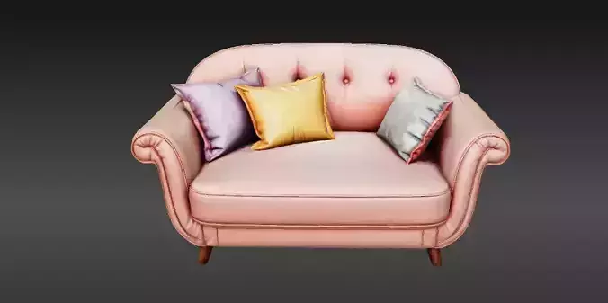 Modern Luxury  Sofa Chair 3D Model Stylized Cartoon Game-Ready  Low-poly 3D model